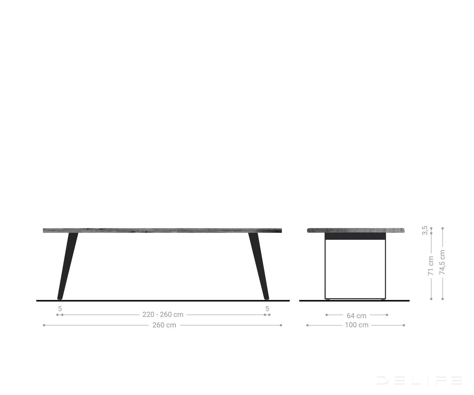 Blagovaonski stol Edge, Materijal: Bagrem, Debljina ploče: 3,5cm