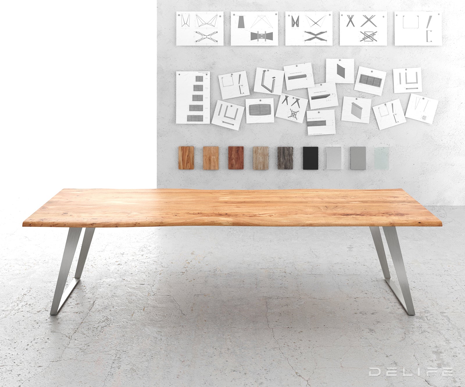 Blagovaonski stol Edge, Materijal: Bagrem, Debljina ploče: 3,5cm