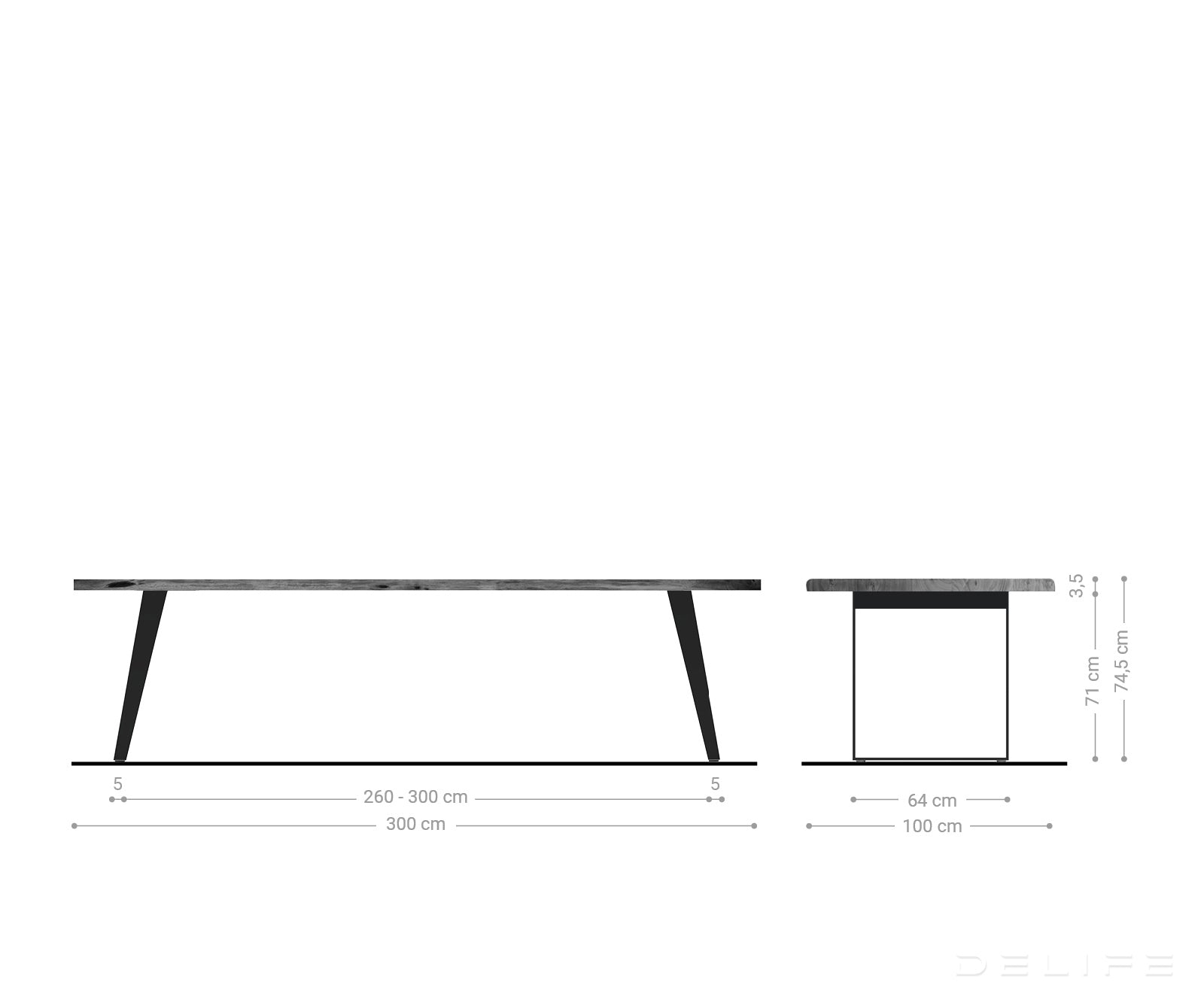 Blagovaonski stol Edge, Materijal: Bagrem, Debljina ploče: 3,5cm