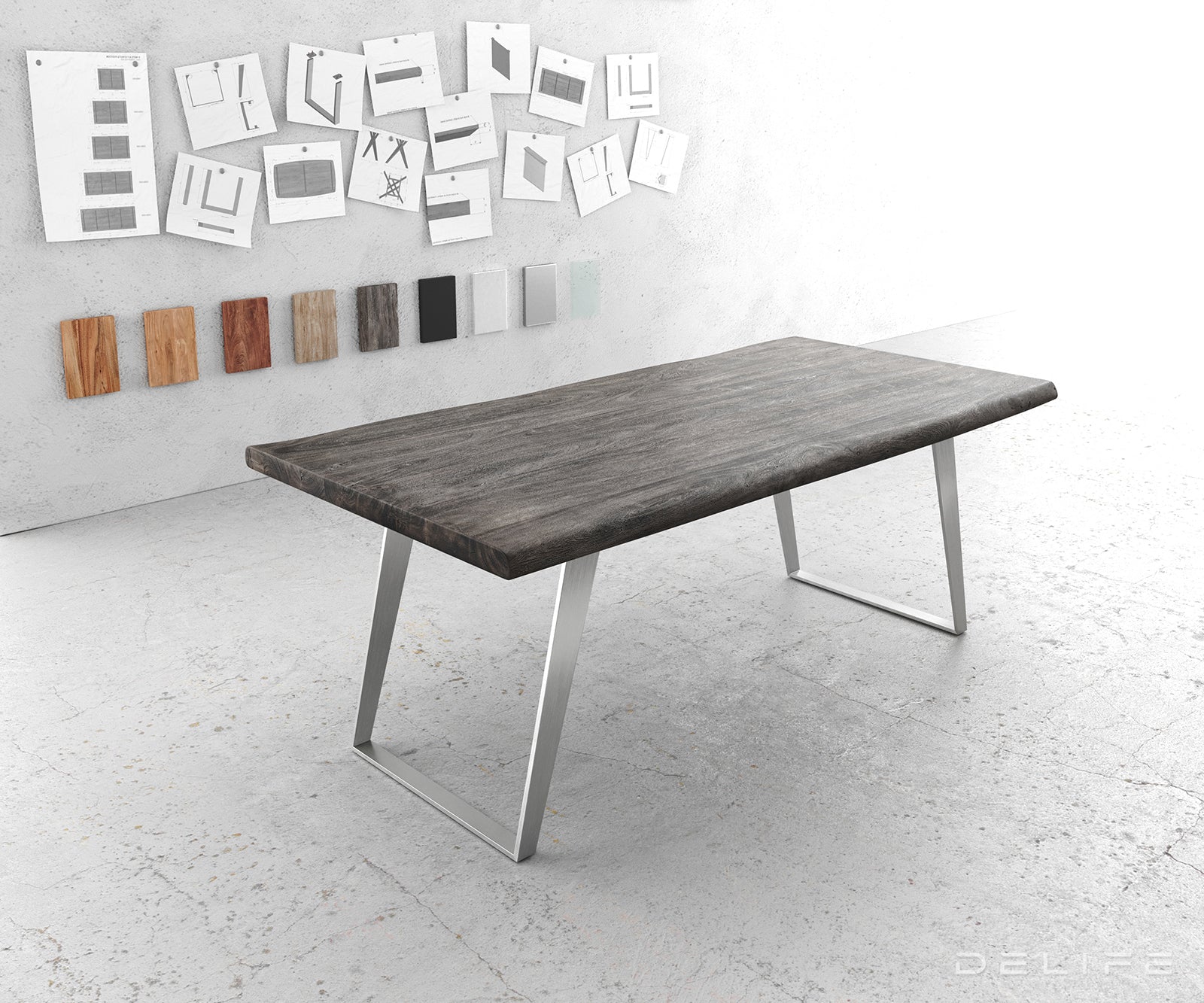 Blagovaonski stol Edge, Materijal: Bagrem, Debljina ploče: 5,5cm