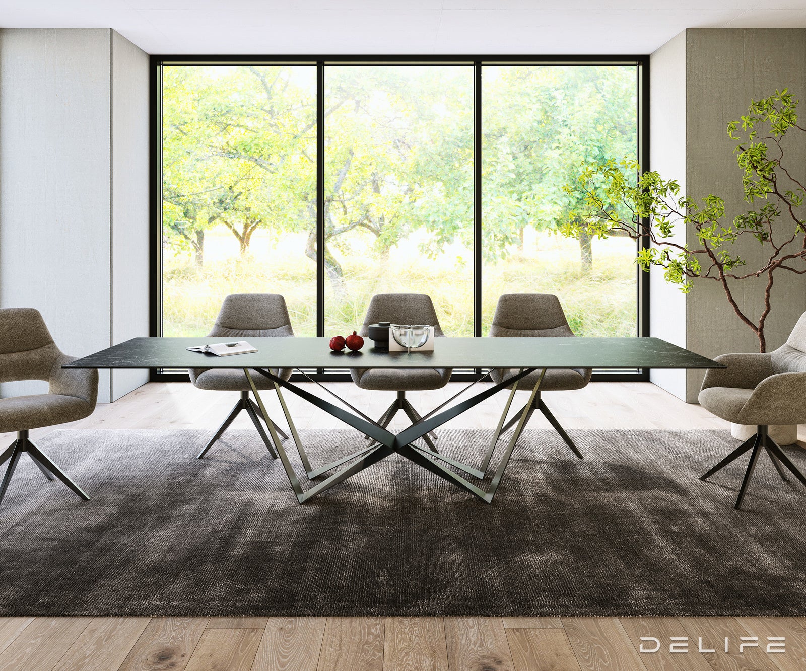 Blagovaonski stol Edge 300x100cm, Materijal: Keramika Laminam Nero Greco