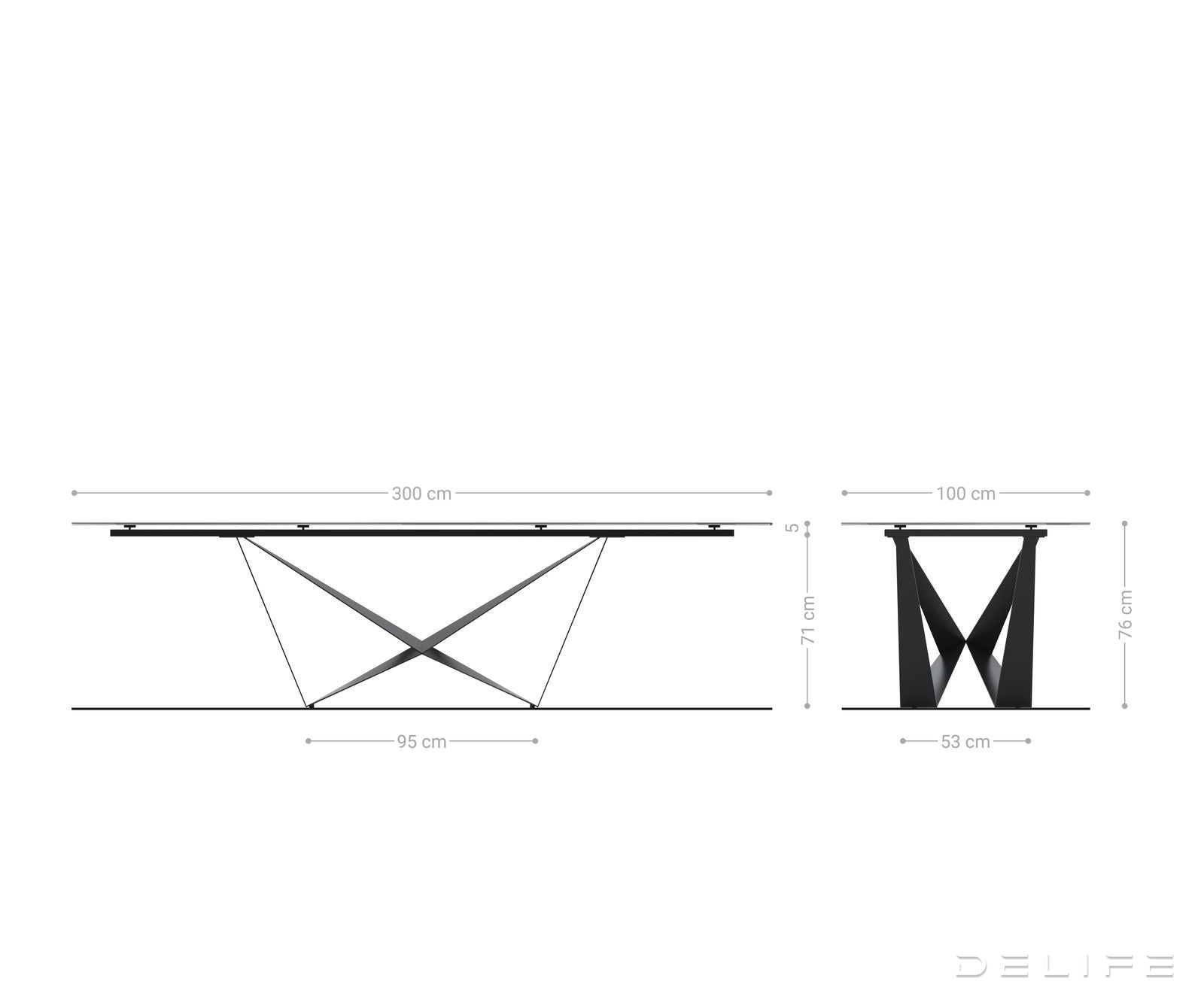 Blagovaonski stol Edge 300x100cm, Materijal: Keramika Laminam Nero Greco