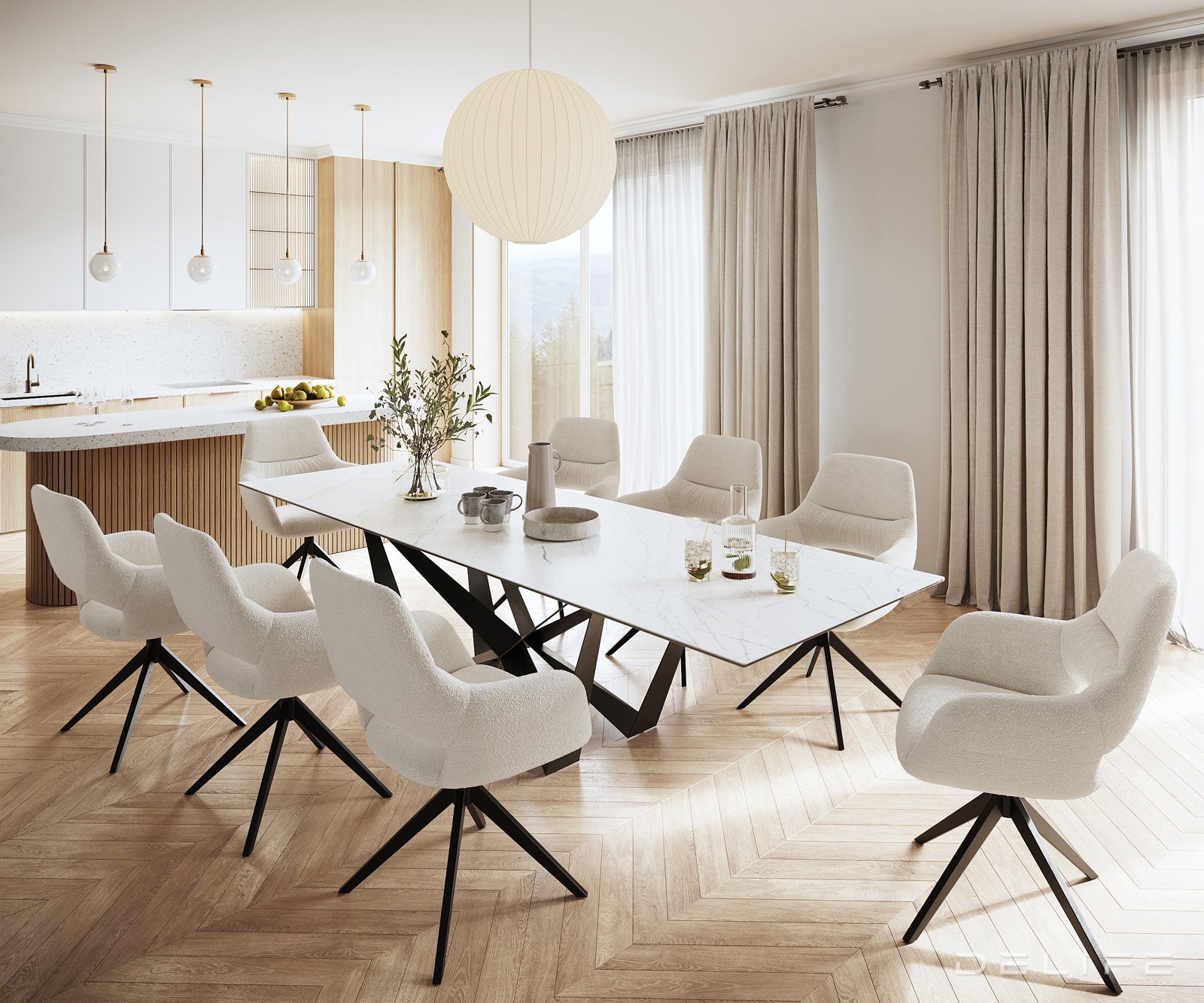 Blagovaonski stol Edge 300x100cm, Materijal: Keramika Laminam Statuarietto