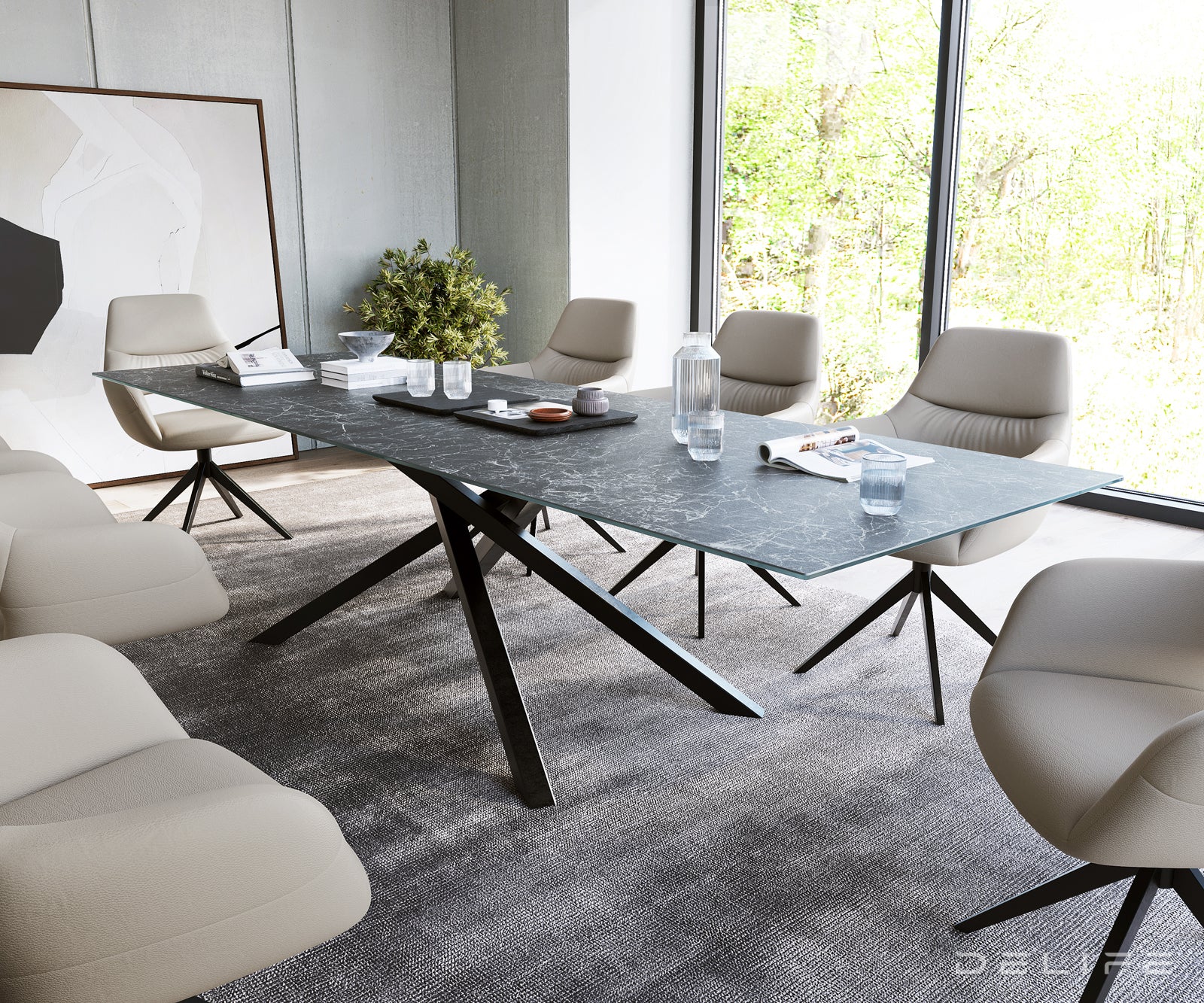 Blagovaonski stol Edge 300x100cm, Materijal: Keramika Laminam Nero Greco