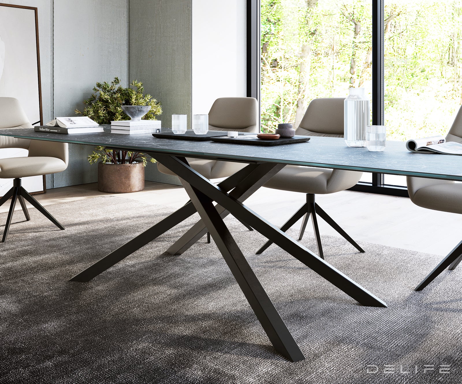 Blagovaonski stol Edge 300x100cm, Materijal: Keramika Laminam Nero Greco