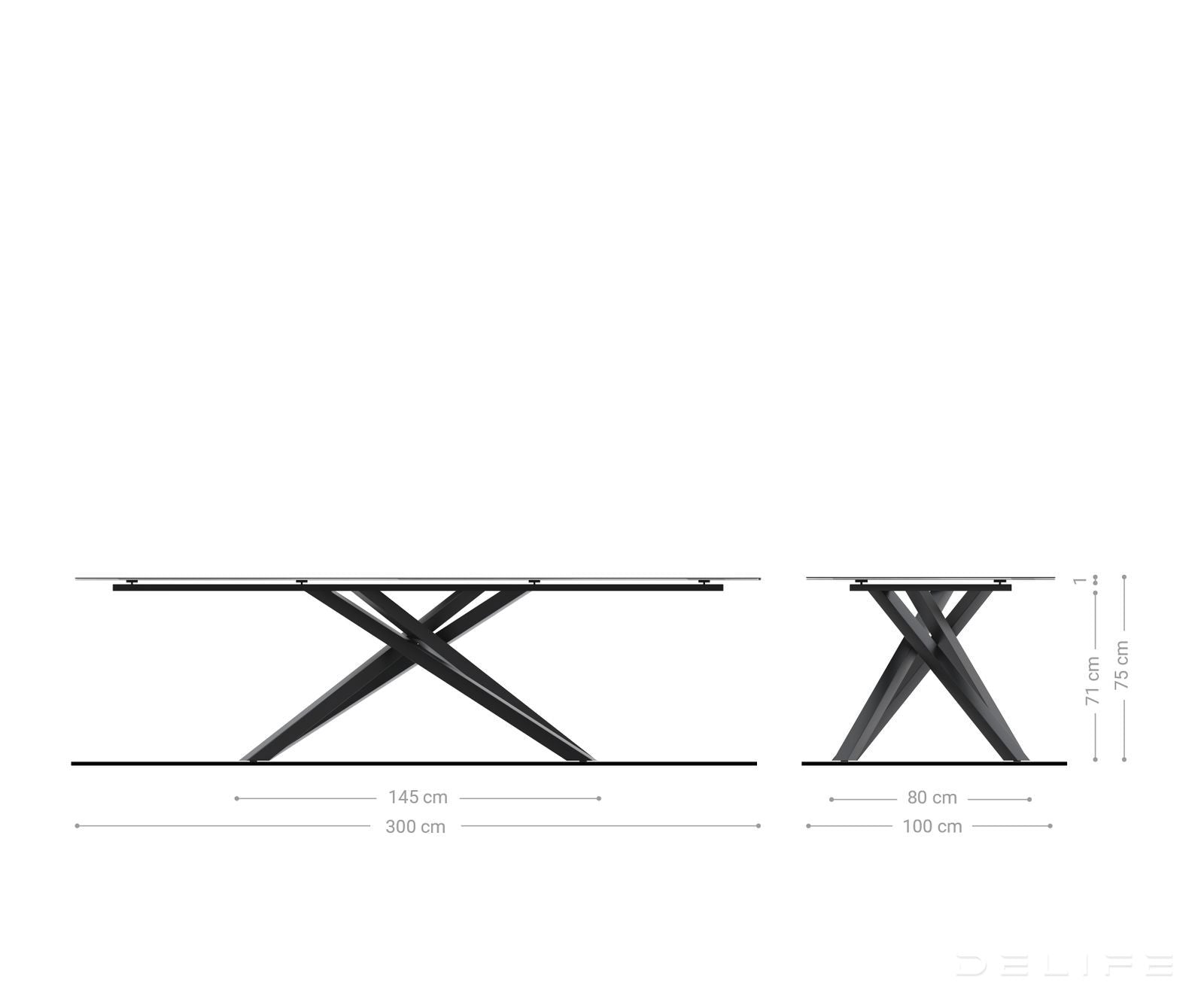 Blagovaonski stol Edge 300x100cm, Materijal: Keramika Laminam Nero Greco