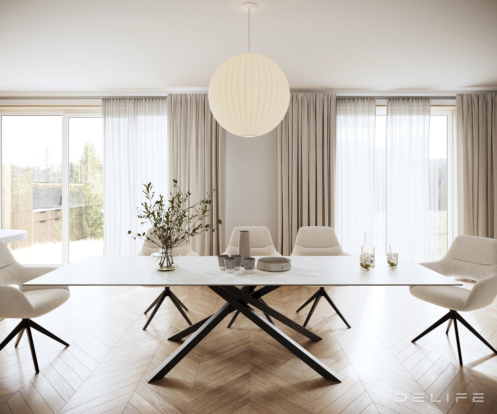 Blagovaonski stol Edge 300x100cm, Materijal: Keramika Laminam Statuarietto