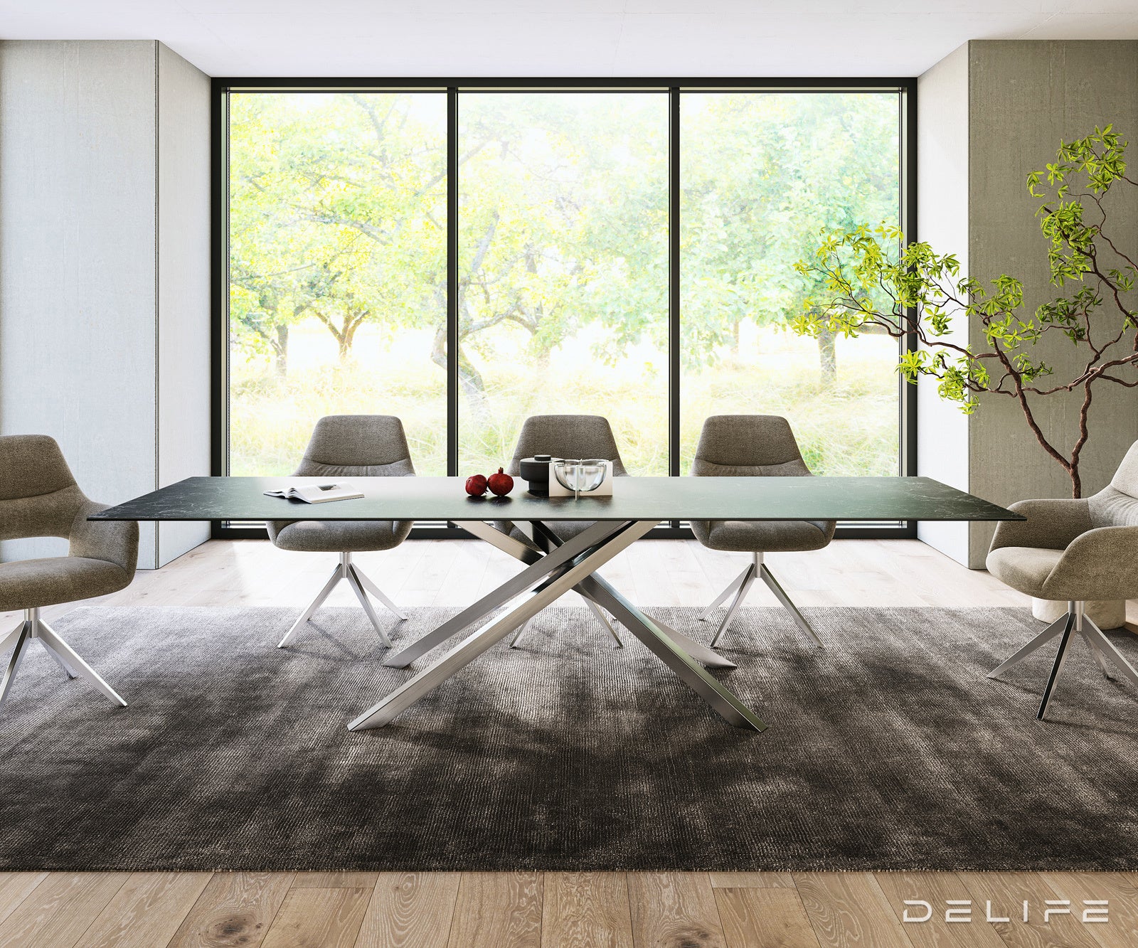 Blagovaonski stol Edge 300x100cm, Materijal: Keramika Laminam Nero Greco