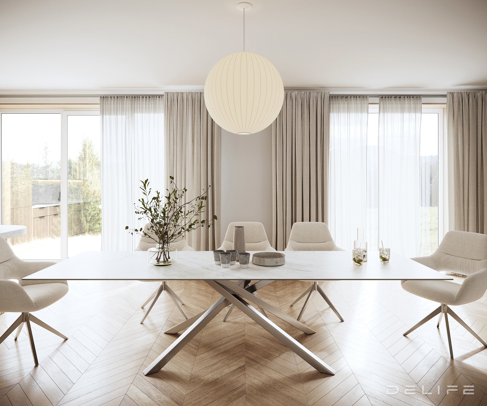 Blagovaonski stol Edge 300x100cm, Materijal: Keramika Laminam Statuarietto