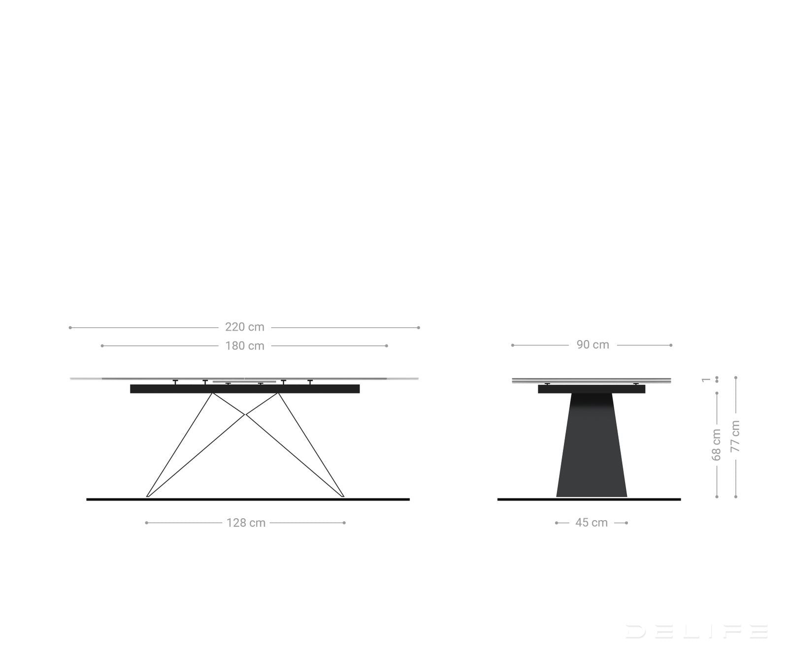 Produljivi stol Edge 180/220x90cm, Materijal: Keramika