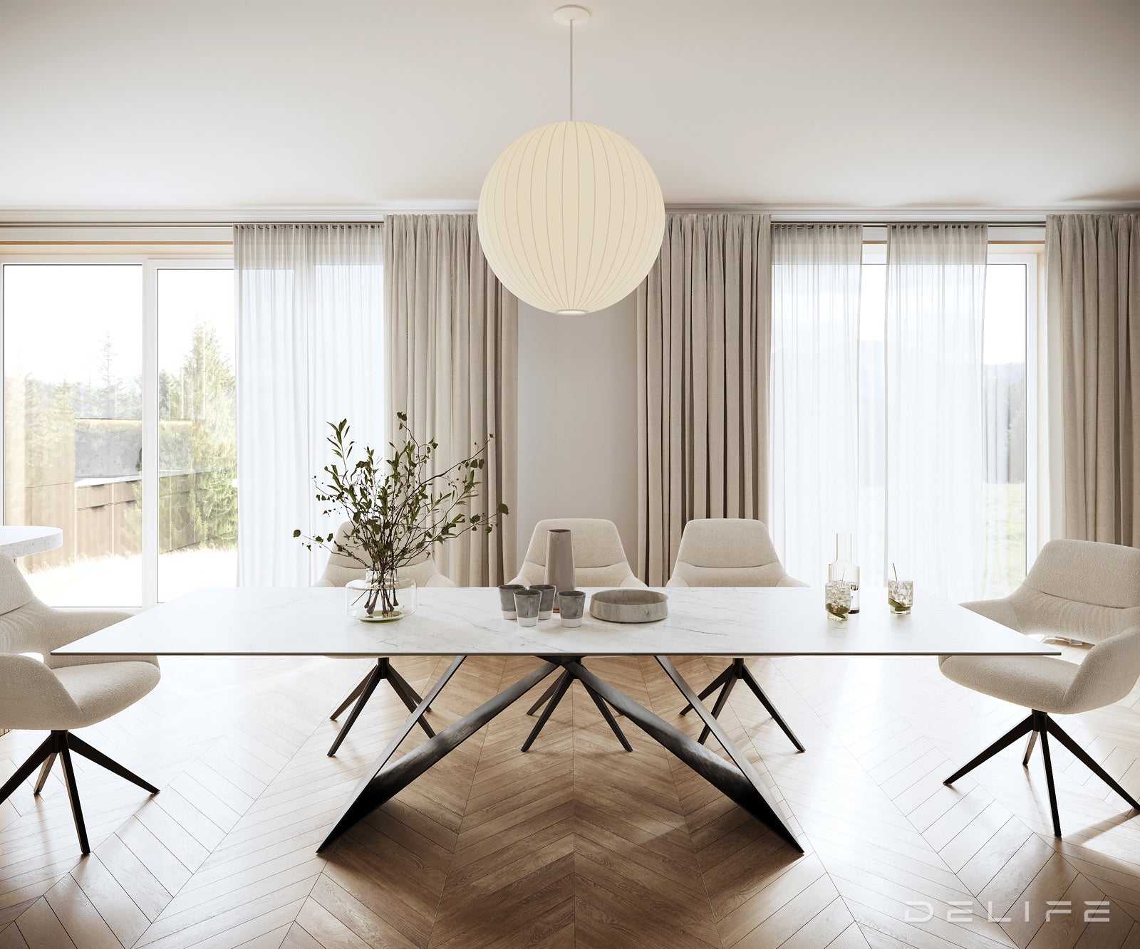 Blagovaonski stol Edge 300x100cm, Materijal: Keramika Laminam Statuarietto