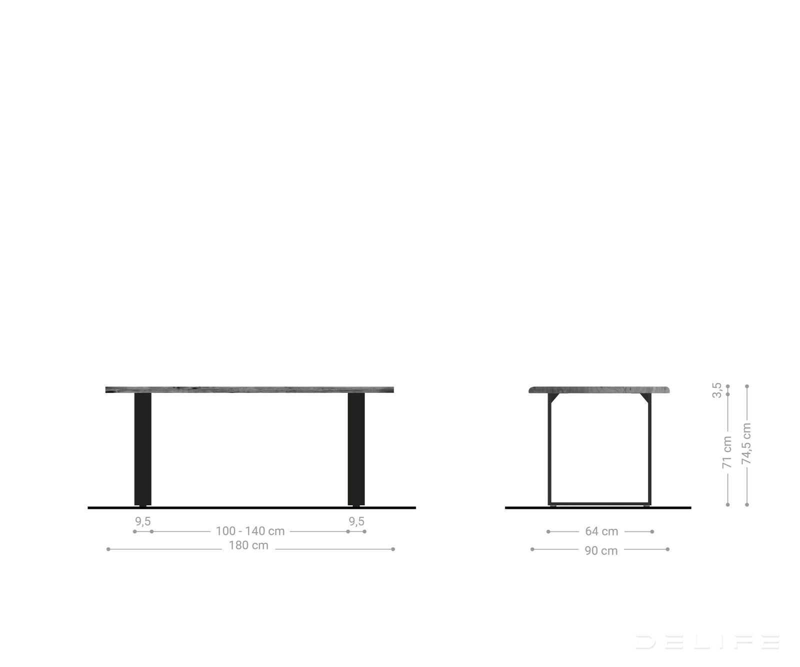 Blagovaonski stol Edge, Materijal: Bagrem, Debljina ploče: 3,5cm