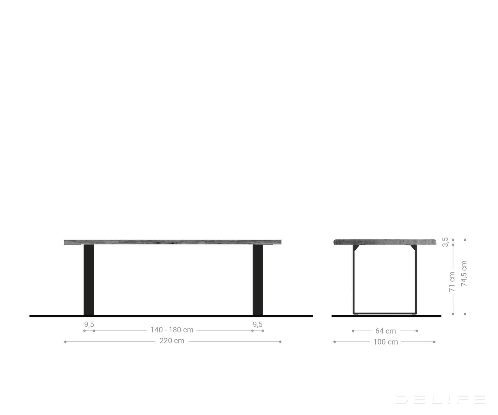 Blagovaonski stol Edge, Materijal: Bagrem, Debljina ploče: 3,5cm