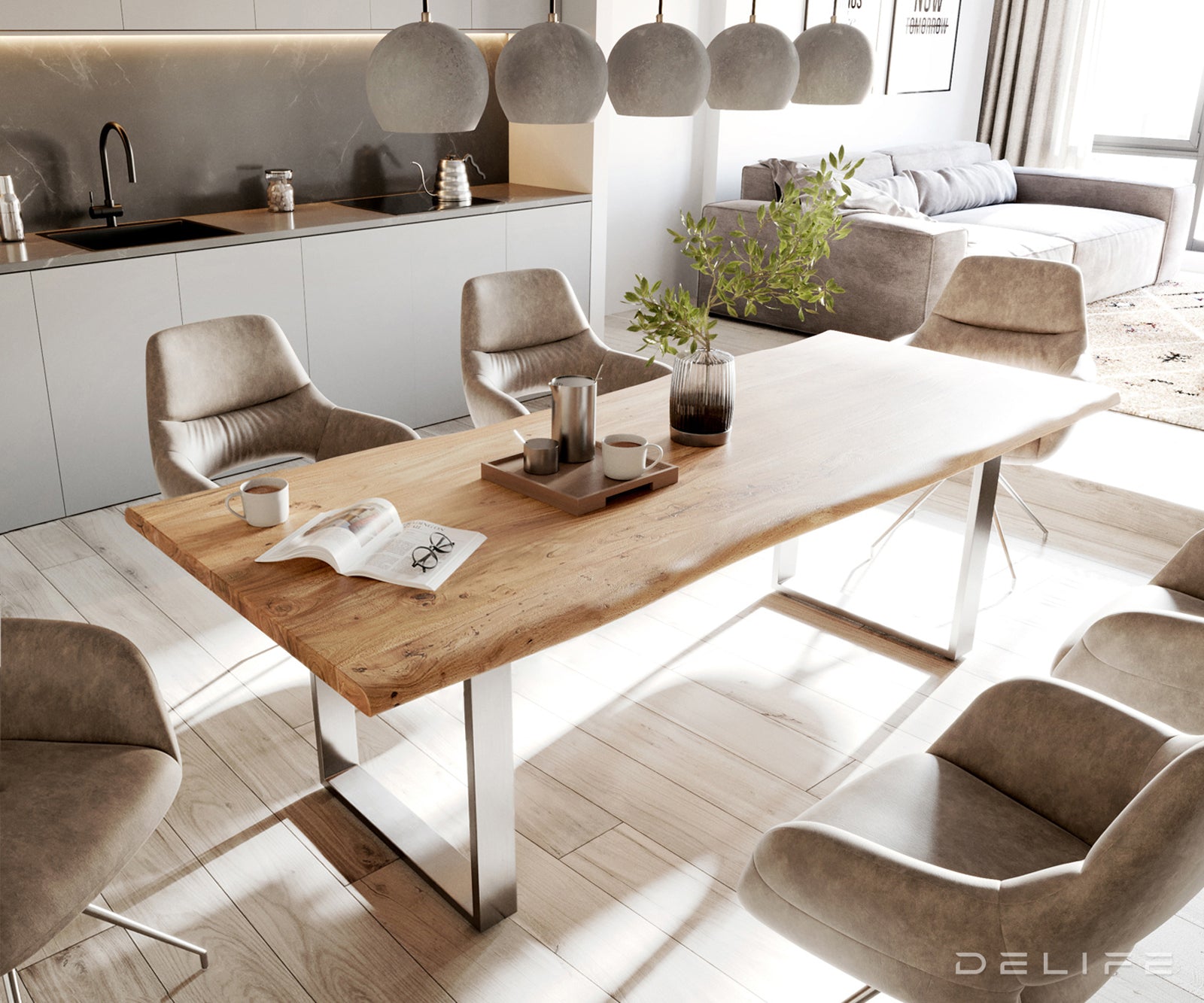 Blagovaonski stol Edge, Materijal: Bagrem, Debljina ploče: 3,5cm