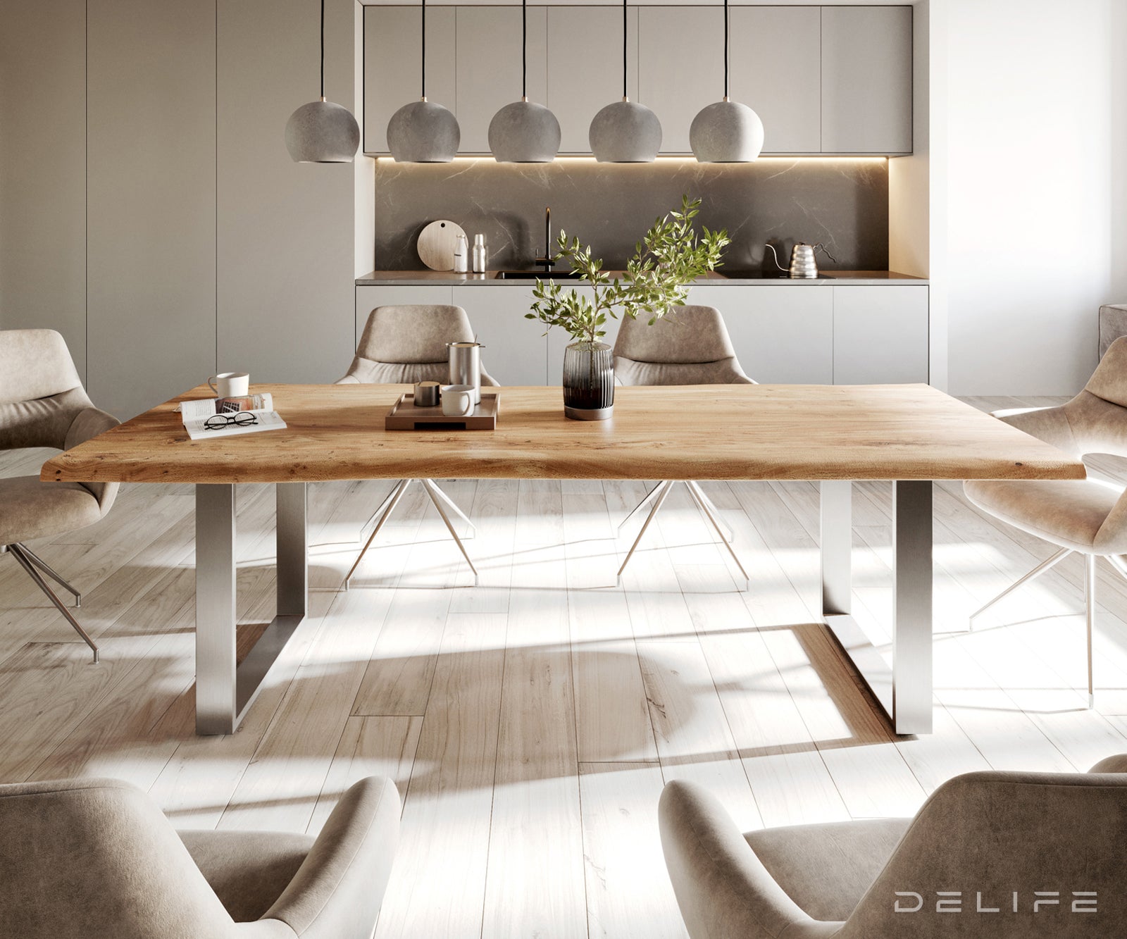 Blagovaonski stol Edge, Materijal: Bagrem, Debljina ploče: 3,5cm