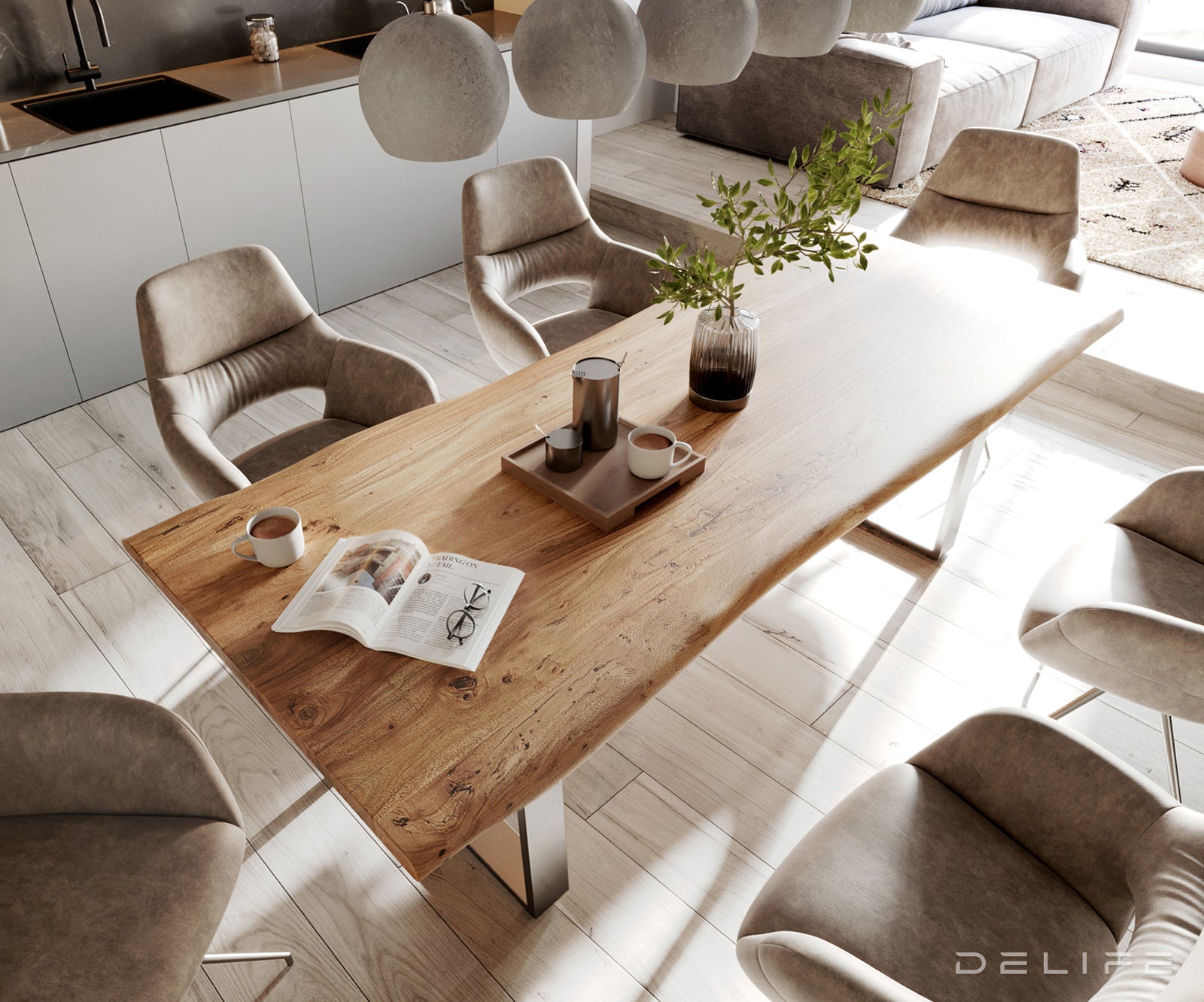 Blagovaonski stol Edge, Materijal: Bagrem, Debljina ploče: 3,5cm