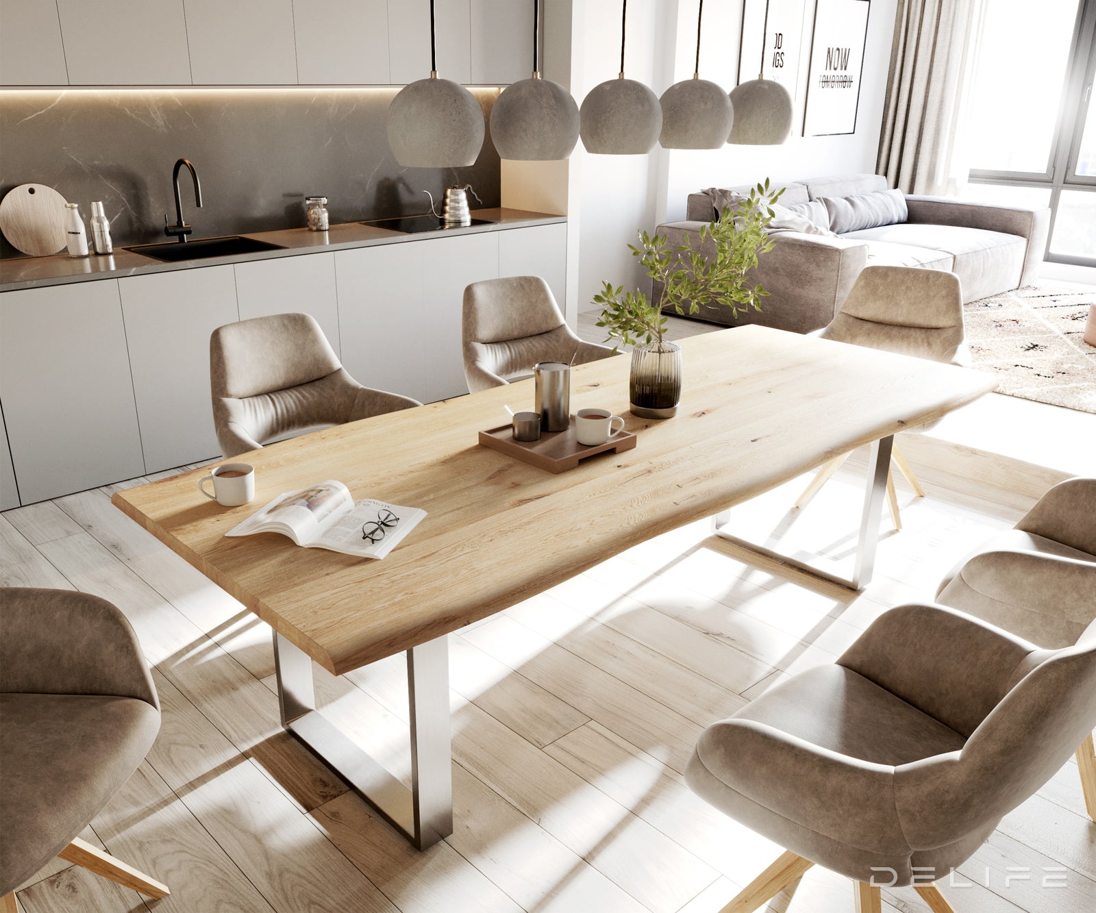 Blagovaonski stol Edge, Materijal: Hrast, Debljina ploče: 3,2cm