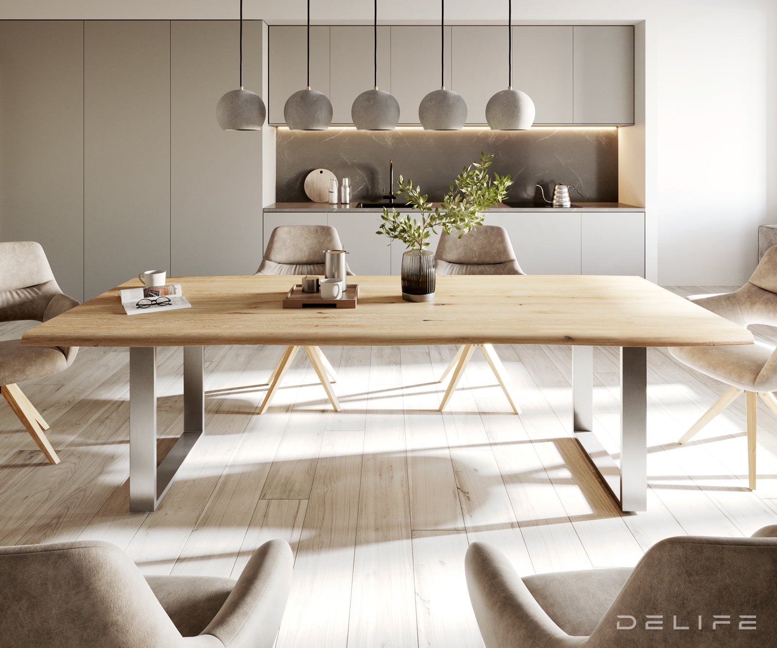 Blagovaonski stol Edge 200x100cm,  Materijal: Hrast, Debljina ploče: 3.2cm