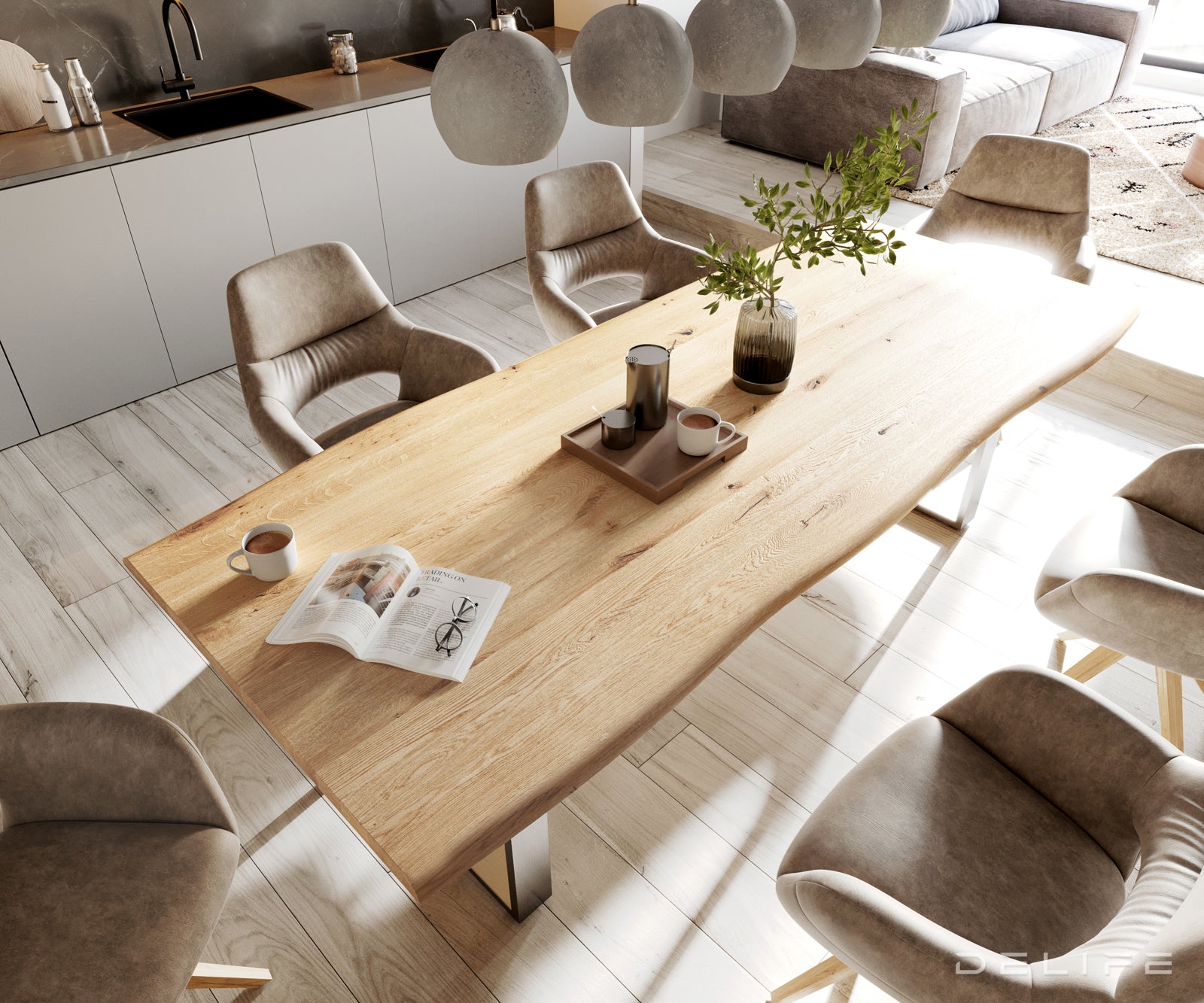 Blagovaonski stol Edge 200x100cm,  Materijal: Hrast, Debljina ploče: 3.2cm