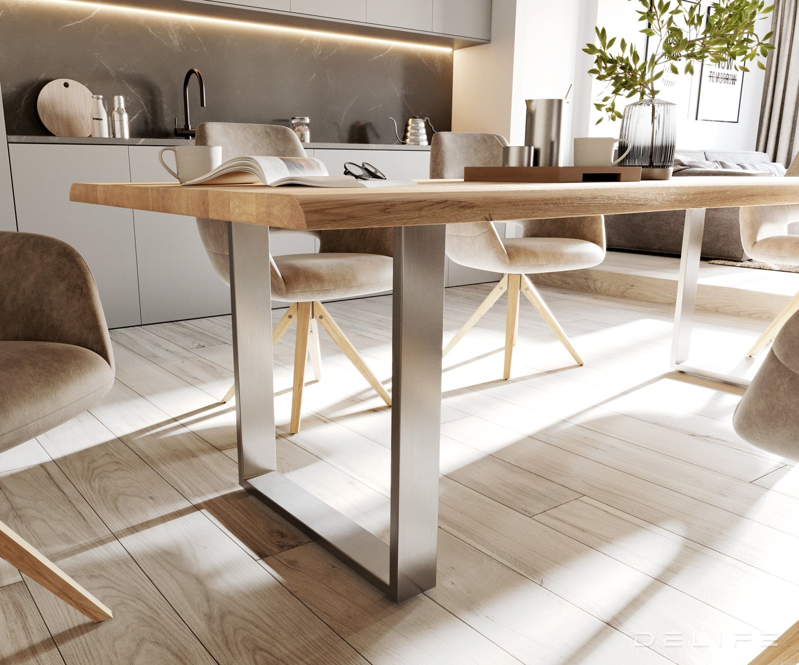 Blagovaonski stol Edge 200x100cm,  Materijal: Hrast, Debljina ploče: 3.2cm