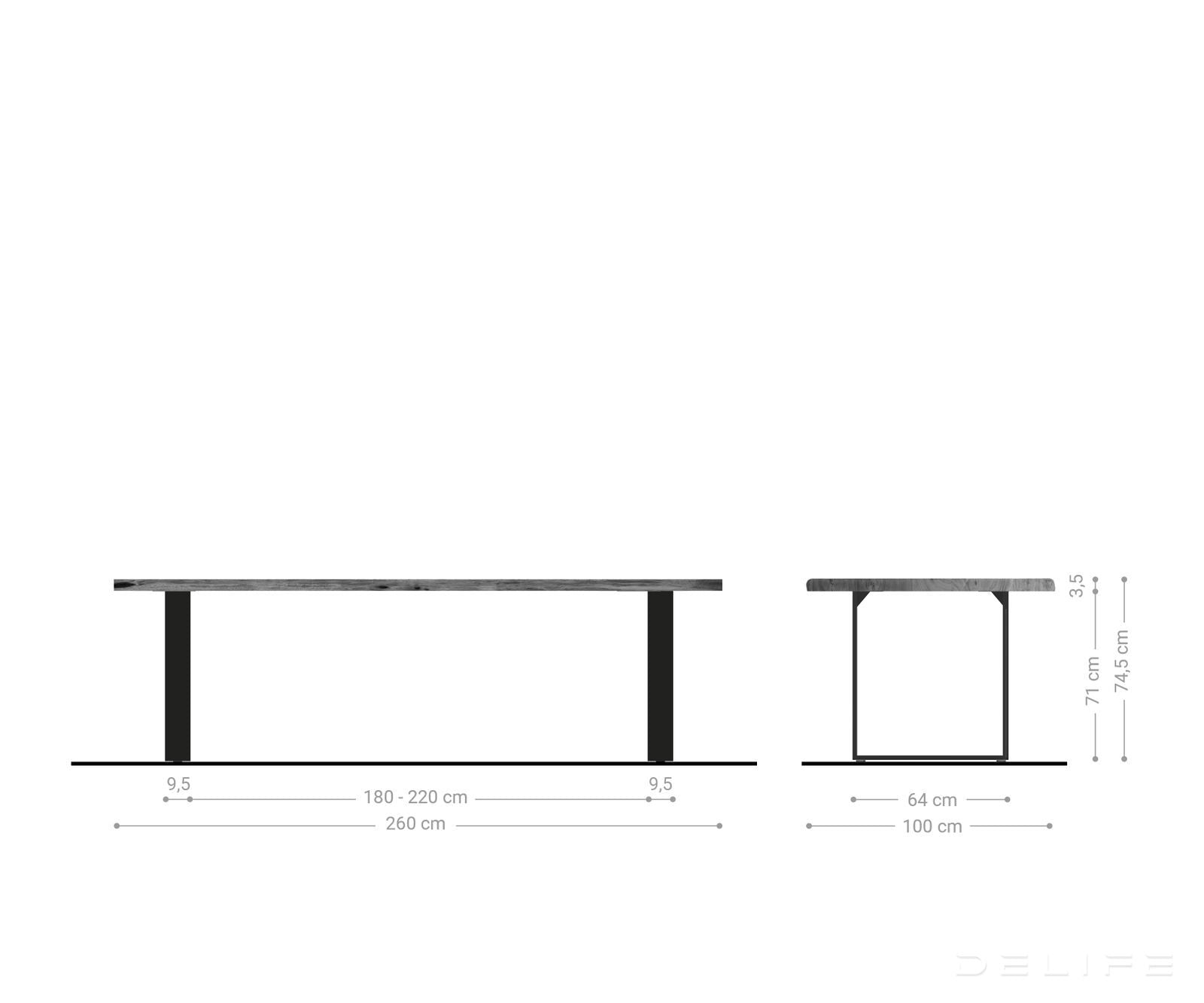 Blagovaonski stol Edge 200x100cm,  Materijal: Hrast, Debljina ploče: 3.2cm