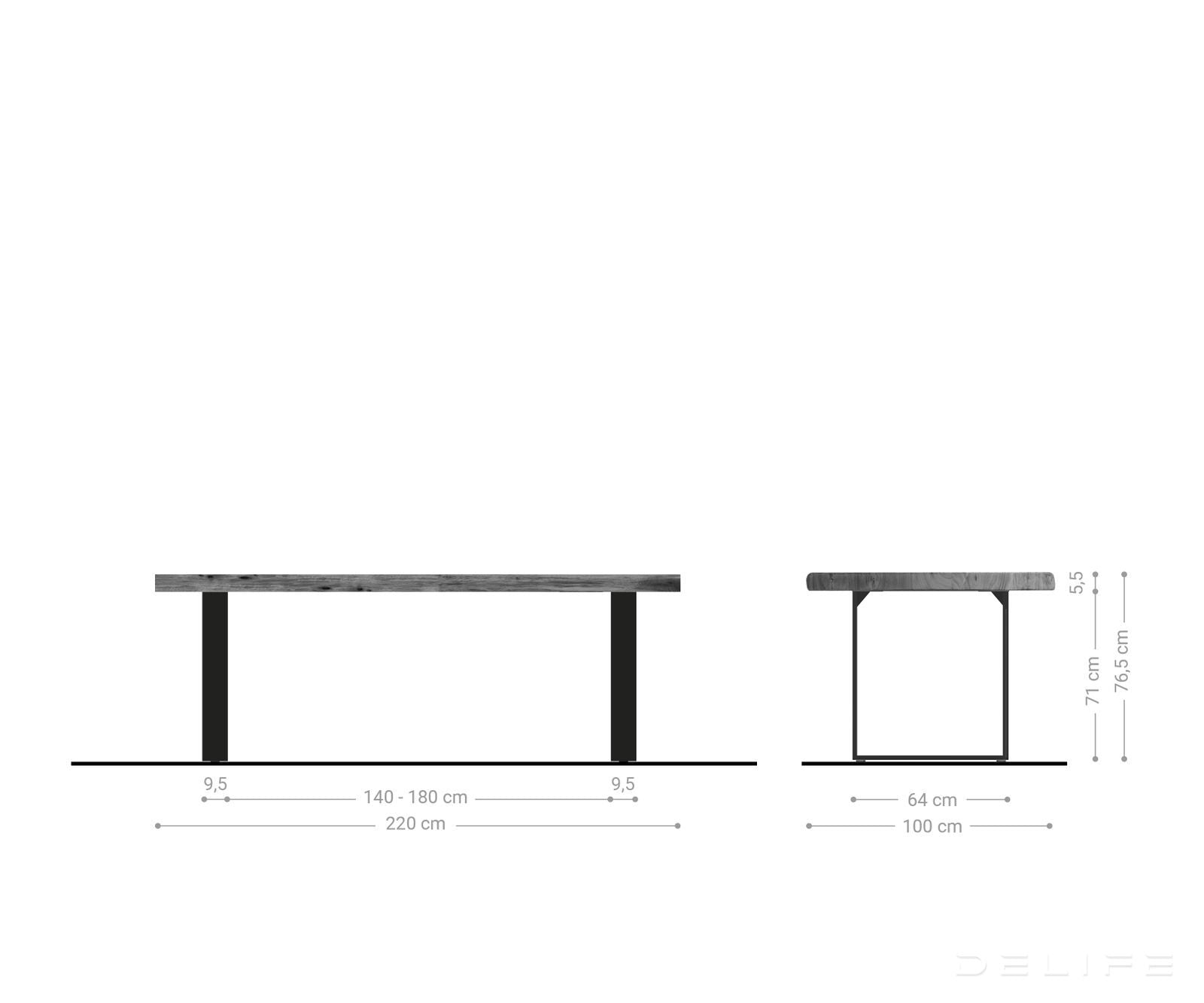 Blagovaonski stol Edge, Materijal: Bagrem, Debljina ploče: 5,5cm