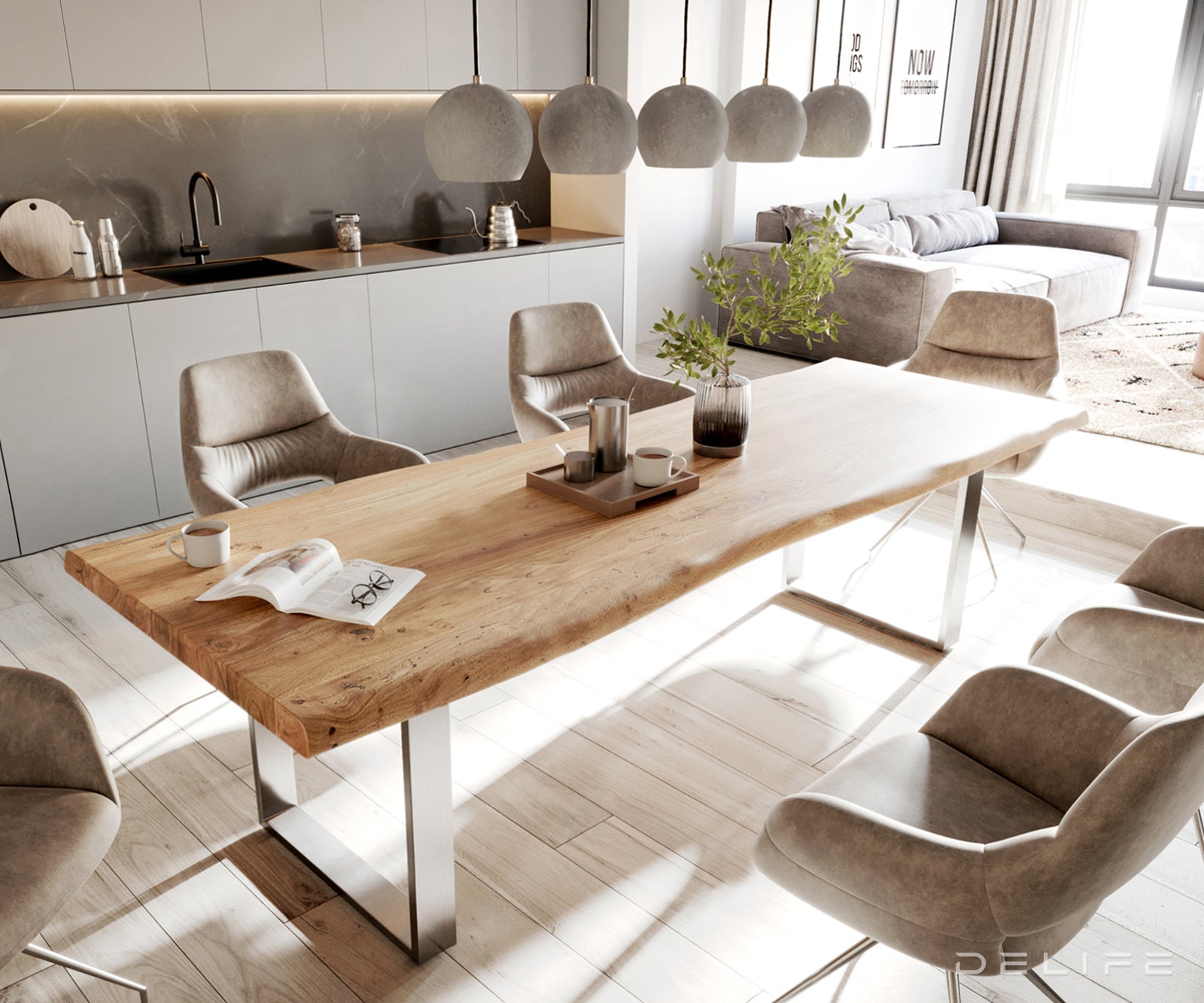 Blagovaonski stol Edge, Materijal: Bagrem, Debljina ploče: 5,5cm