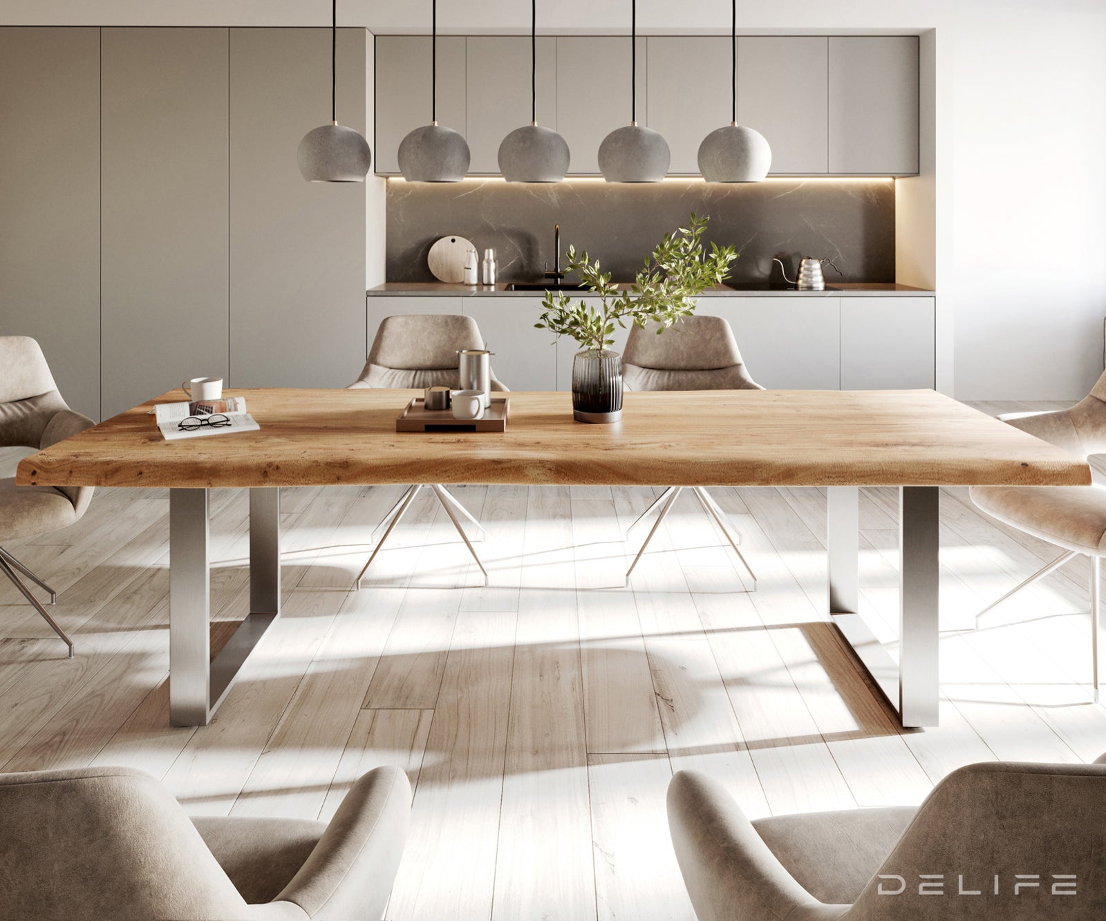 Blagovaonski stol Edge, Materijal: Bagrem, Debljina ploče: 5,5cm