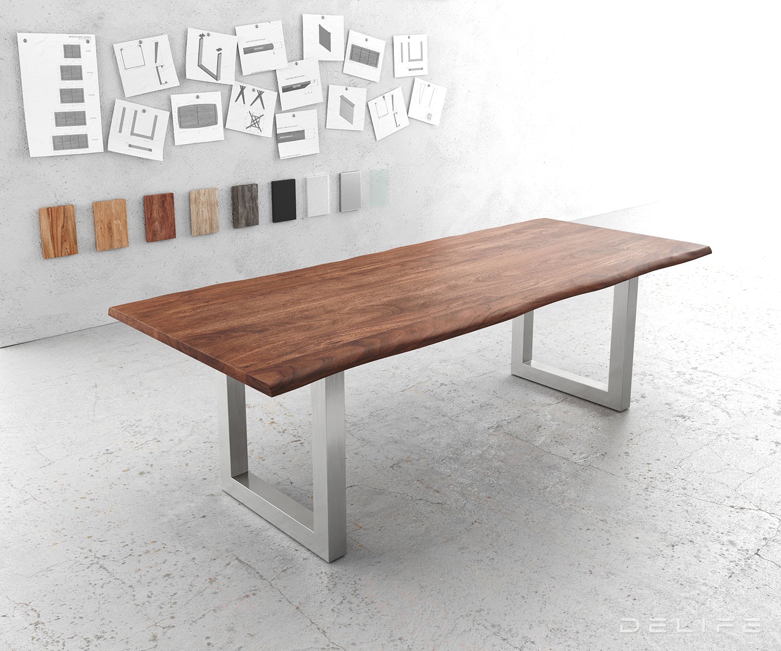 Blagovaonski stol Edge, Materijal: Bagrem, Debljina ploče: 3,5cm