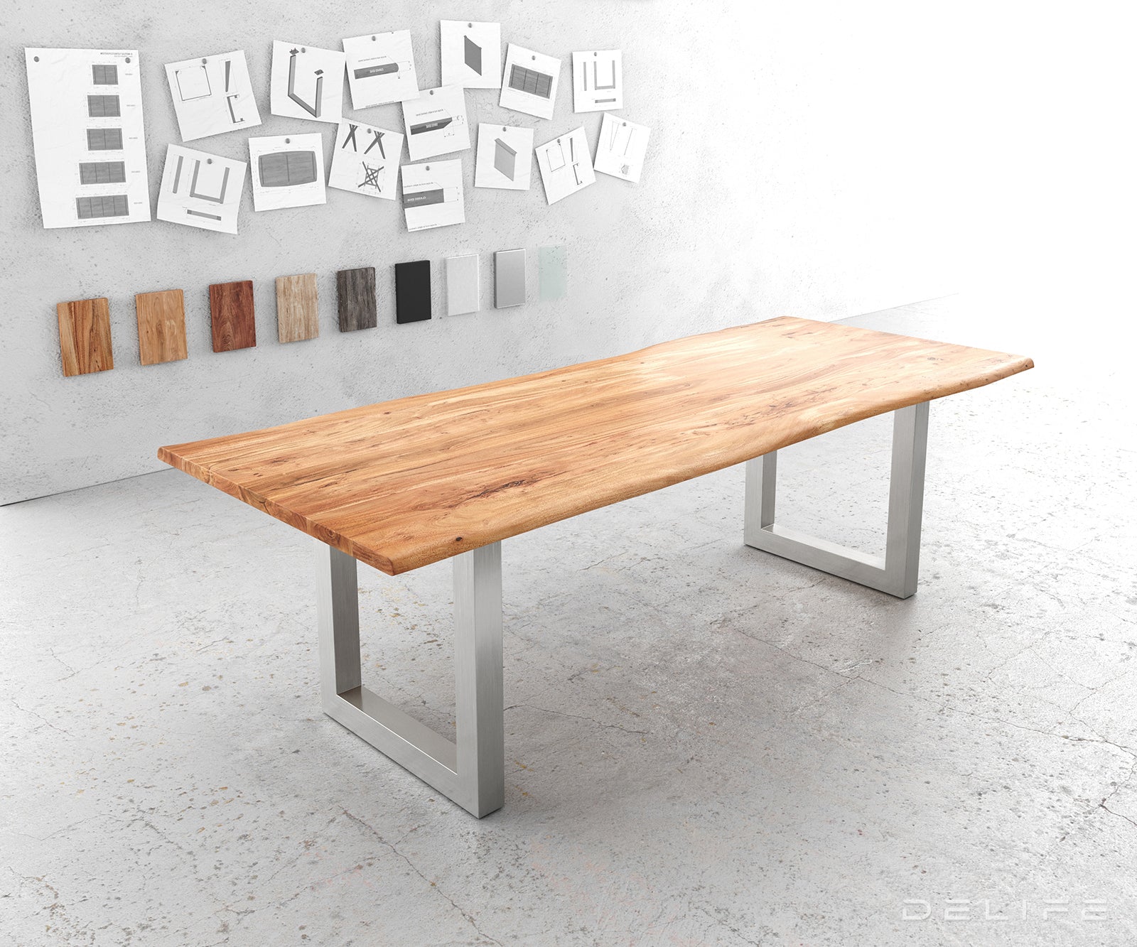 Blagovaonski stol Edge, Materijal: Bagrem, Debljina ploče: 3,5cm