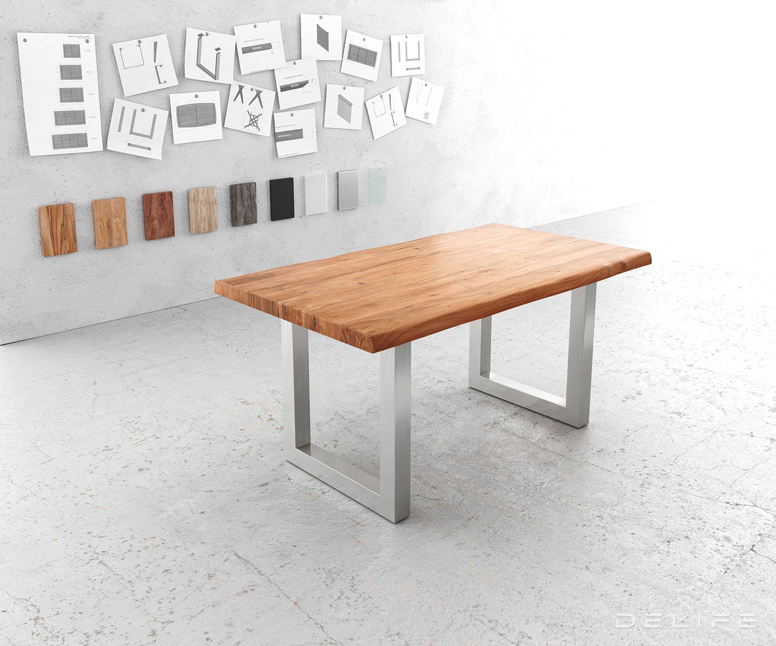 Blagovaonski stol Edge, Materijal: Bagrem, Debljina ploče: 5,5cm