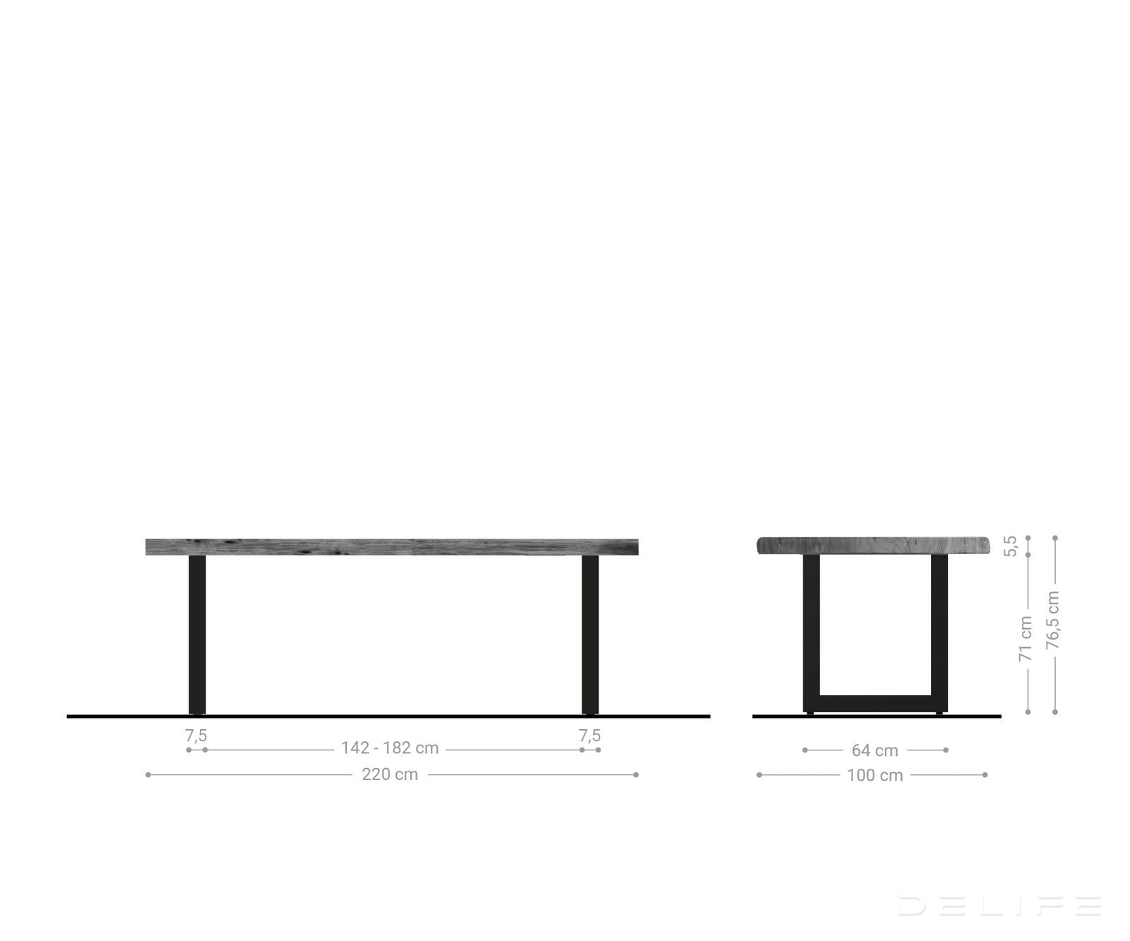 Blagovaonski stol Edge, Materijal: Bagrem, Debljina ploče: 5,5cm