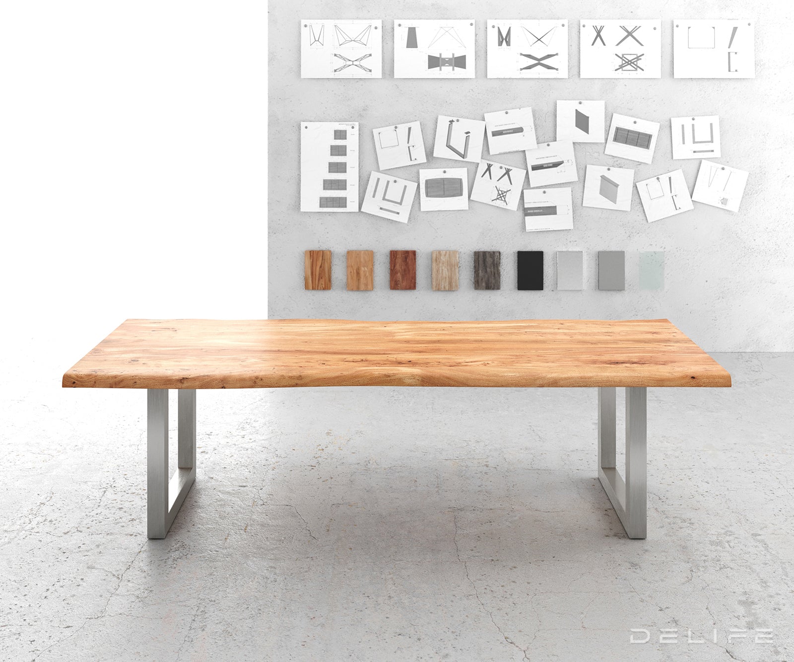 Blagovaonski stol Edge, Materijal: Bagrem, Debljina ploče: 5,5cm