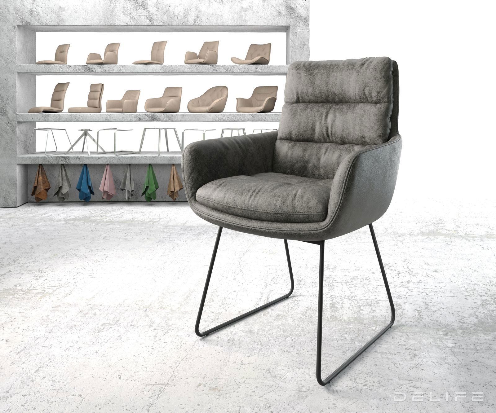 Blagovaonska stolica s rukonaslonom Abelia, Materijal: Mikrofibra