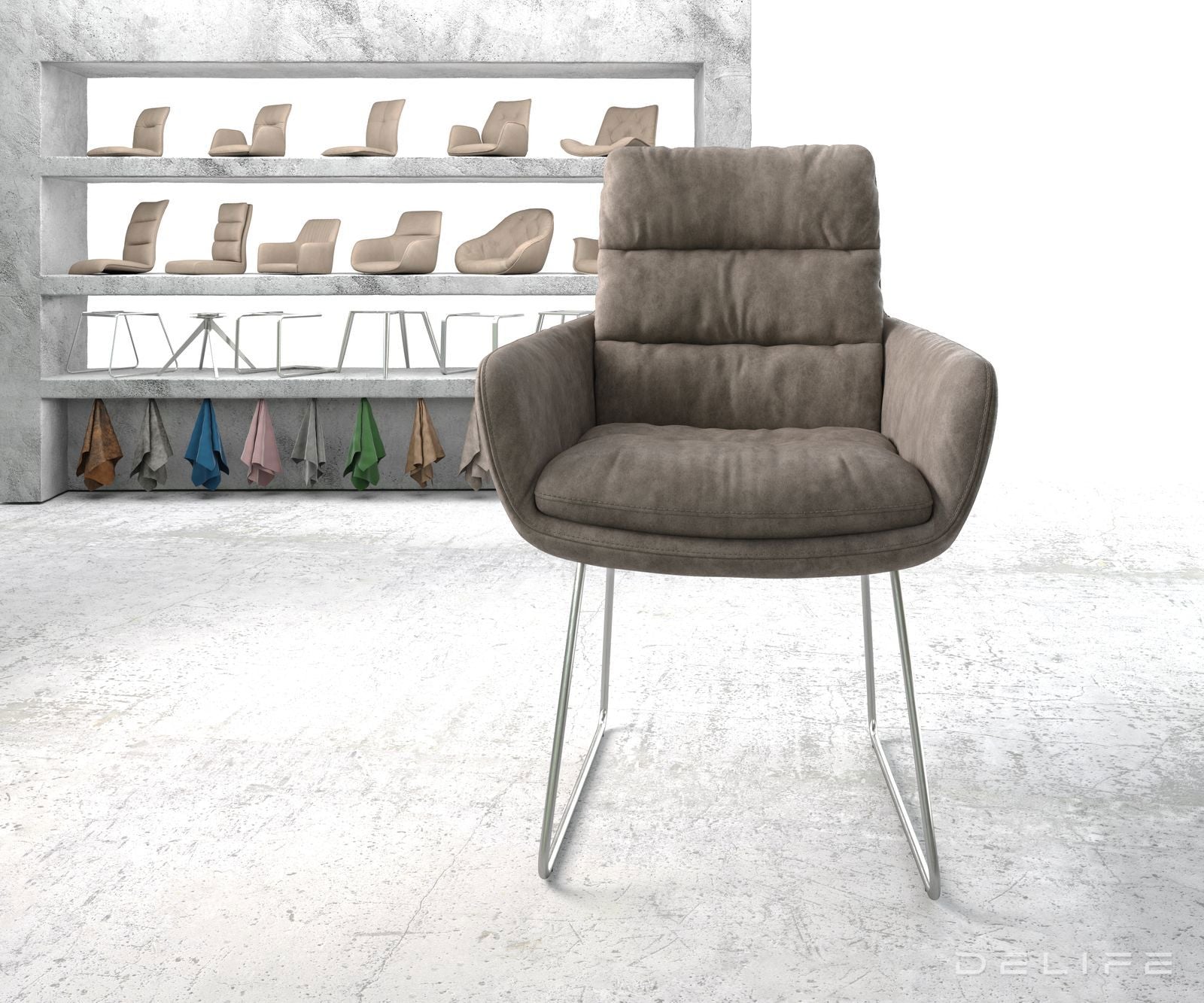 Blagovaonska stolica s rukonaslonom Abelia, Materijal: Mikrofibra