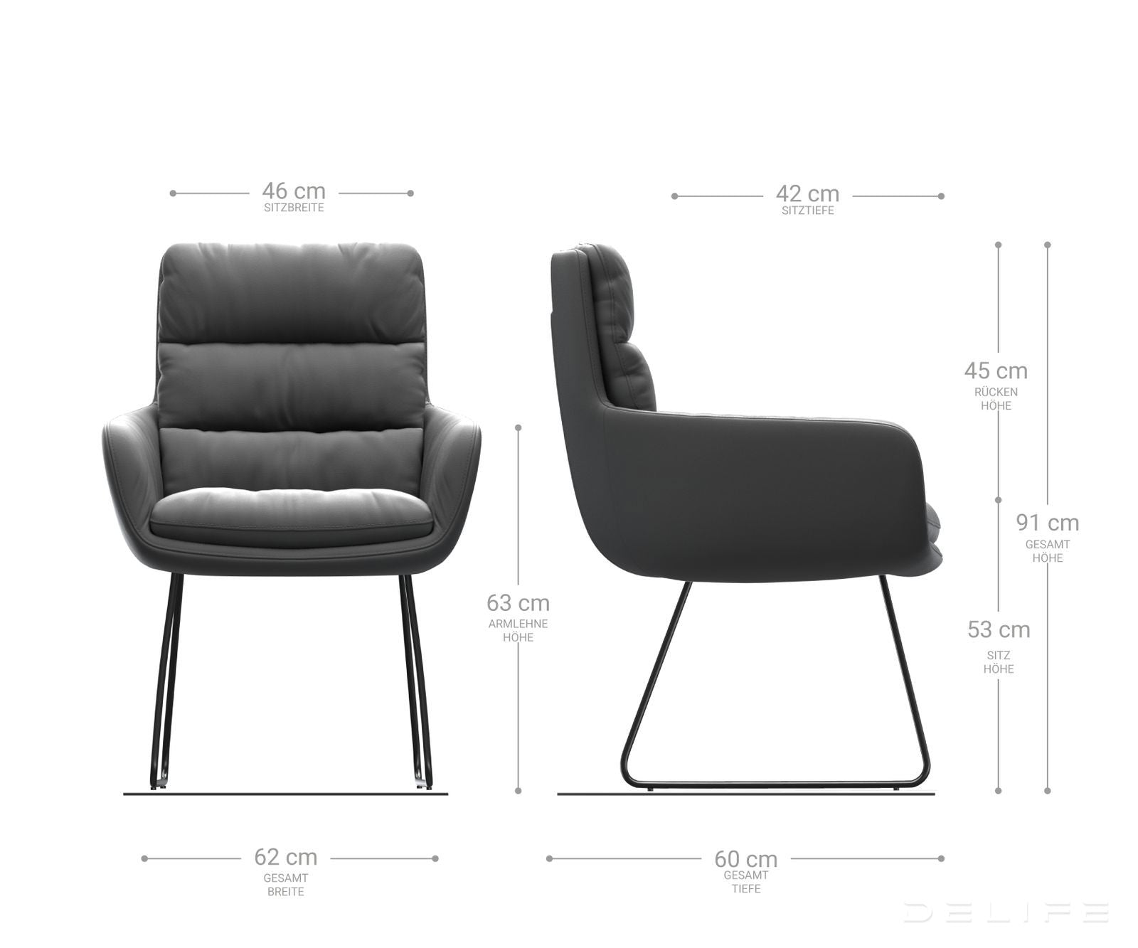 Blagovaonska stolica s rukonaslonom Abelia, Materijal: Mikrofibra