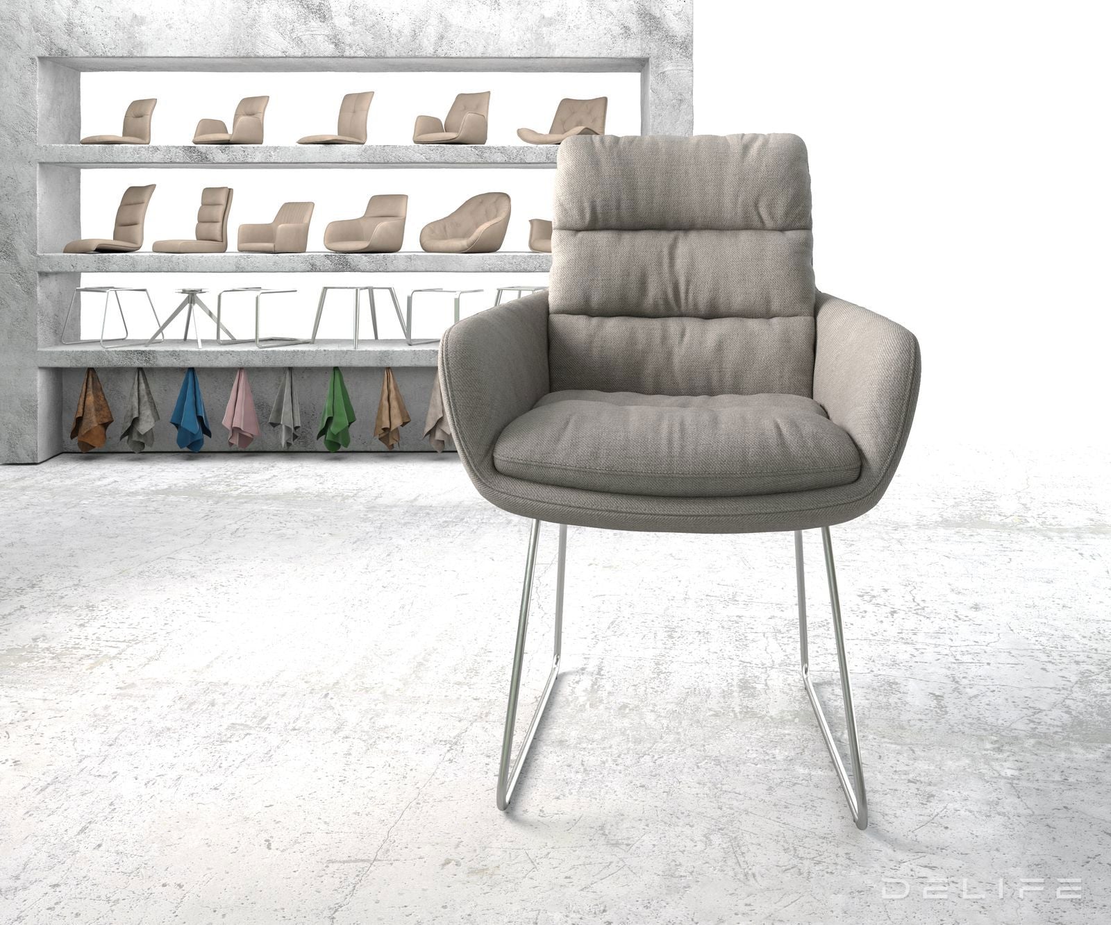 Blagovaonska stolica s rukonaslonom Abelia, Materijal: Ravno tkanje