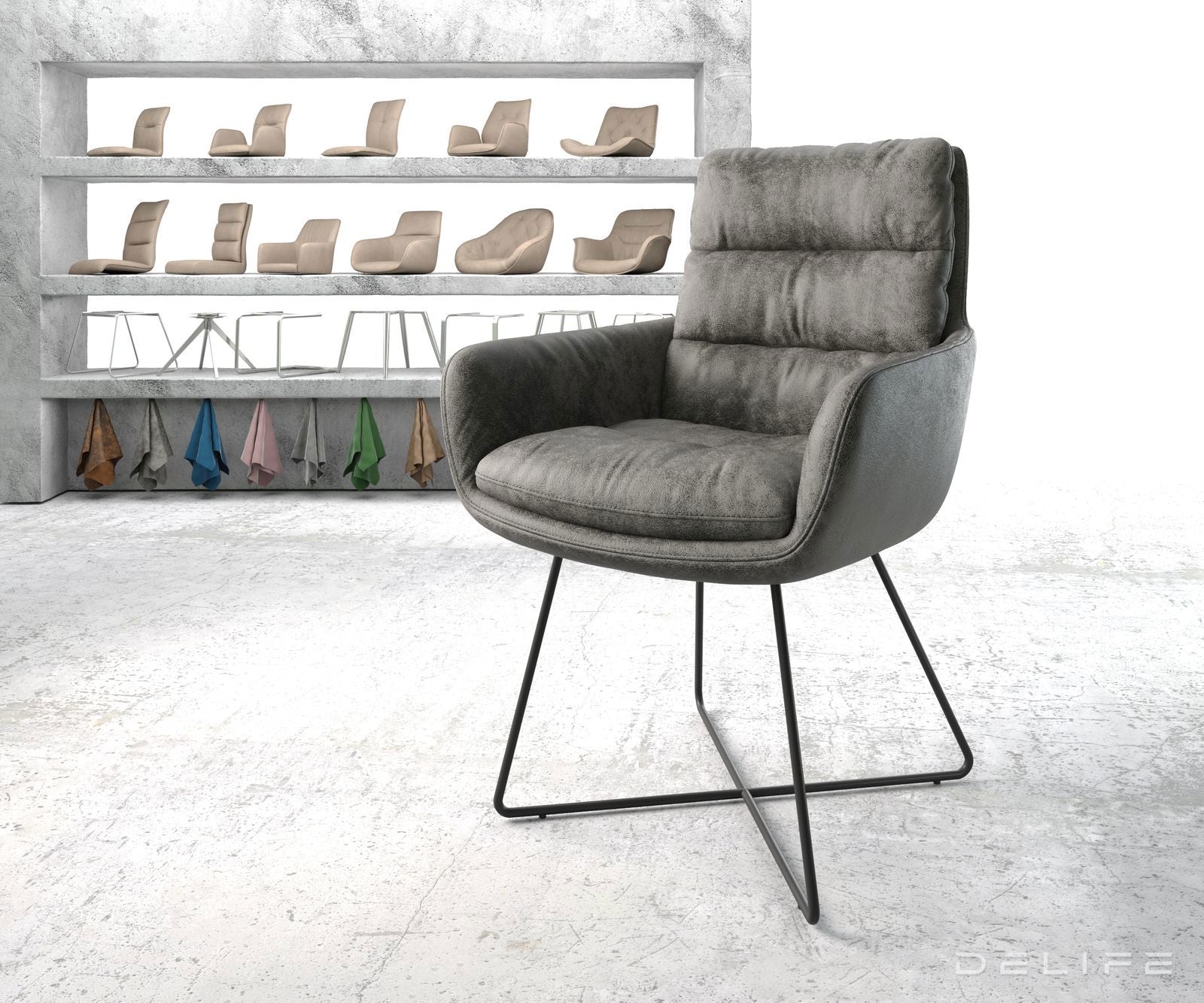 Blagovaonska stolica s rukonaslonom Abelia, Materijal: Mikrofibra