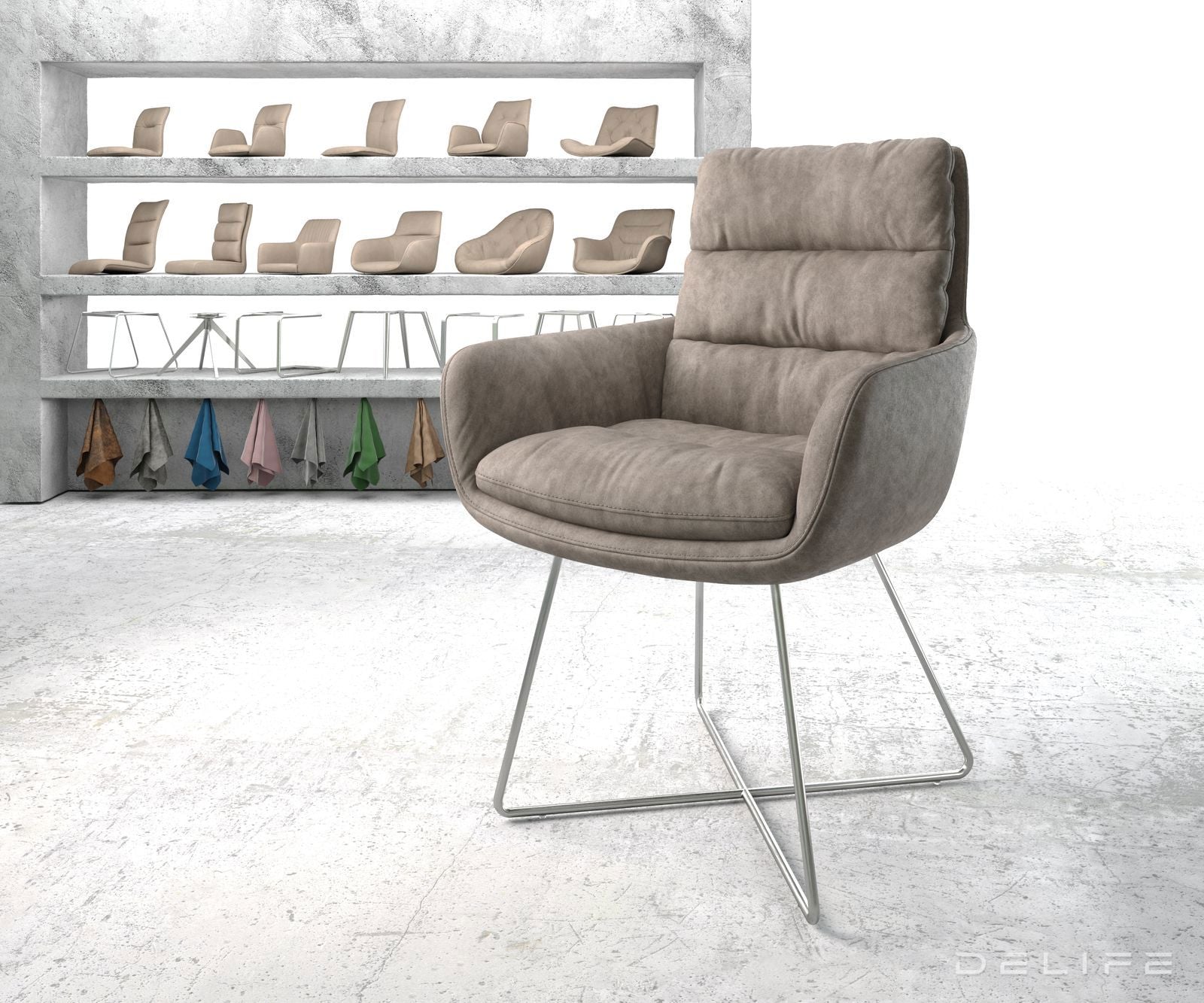 Blagovaonska stolica s rukonaslonom Abelia, Materijal: Mikrofibra