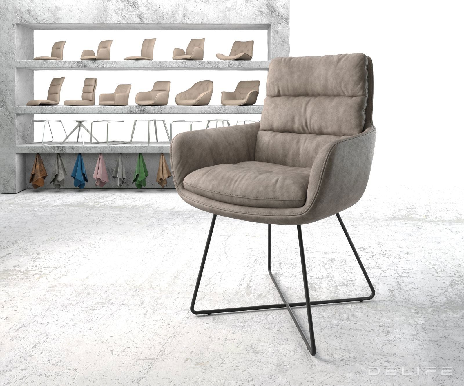 Blagovaonska stolica s rukonaslonom Abelia, Materijal: Mikrofibra