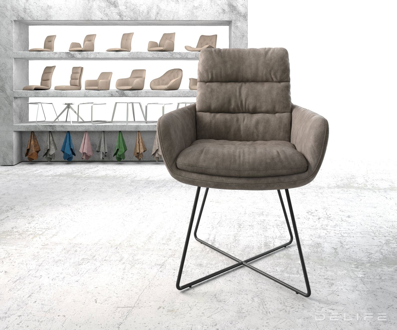 Blagovaonska stolica s rukonaslonom Abelia, Materijal: Mikrofibra