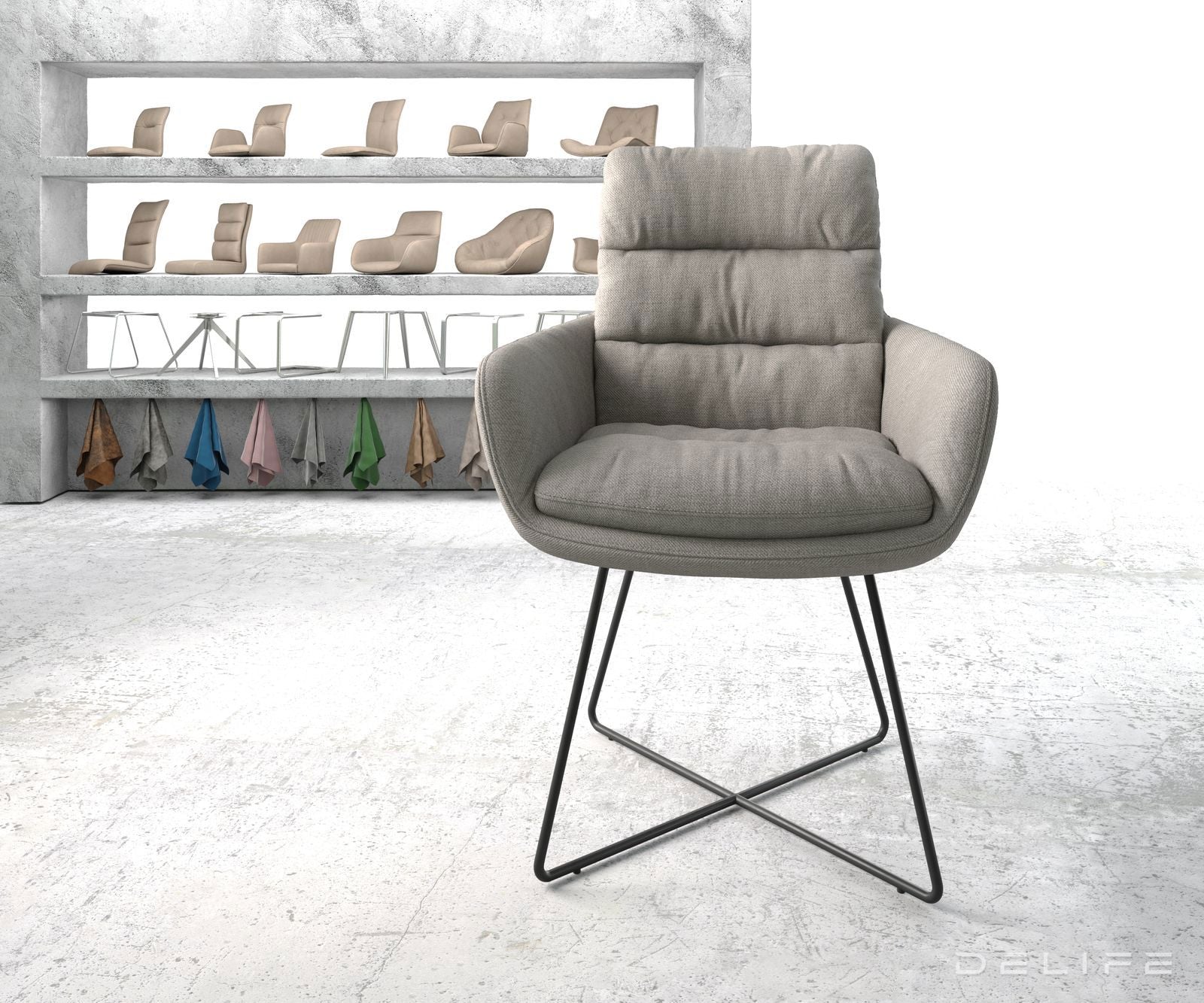 Blagovaonska stolica s rukonaslonom Abelia, Materijal: Ravno tkanje