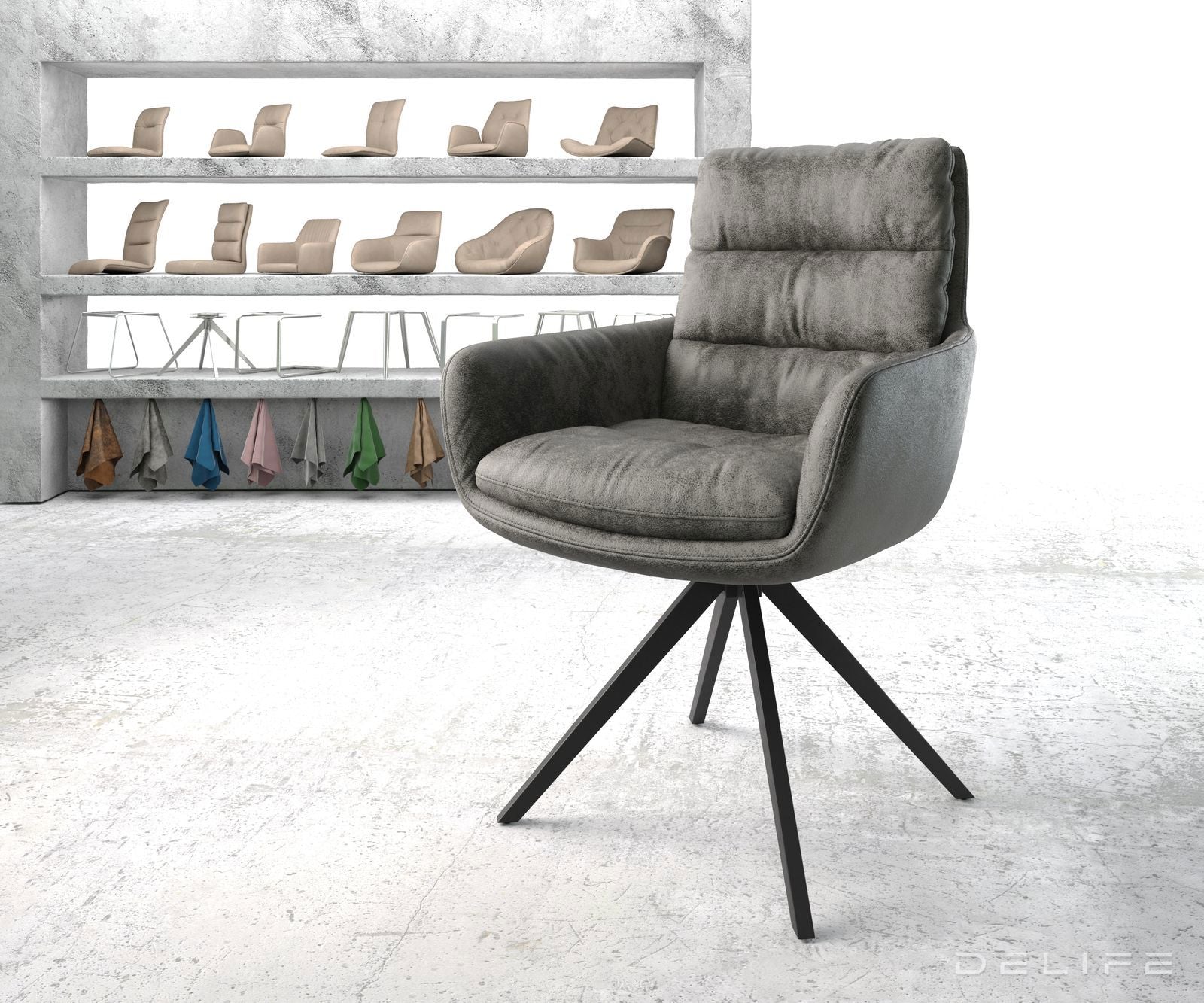 Blagovaonska stolica s rukonaslonom Abelia, Materijal: Mikrofibra