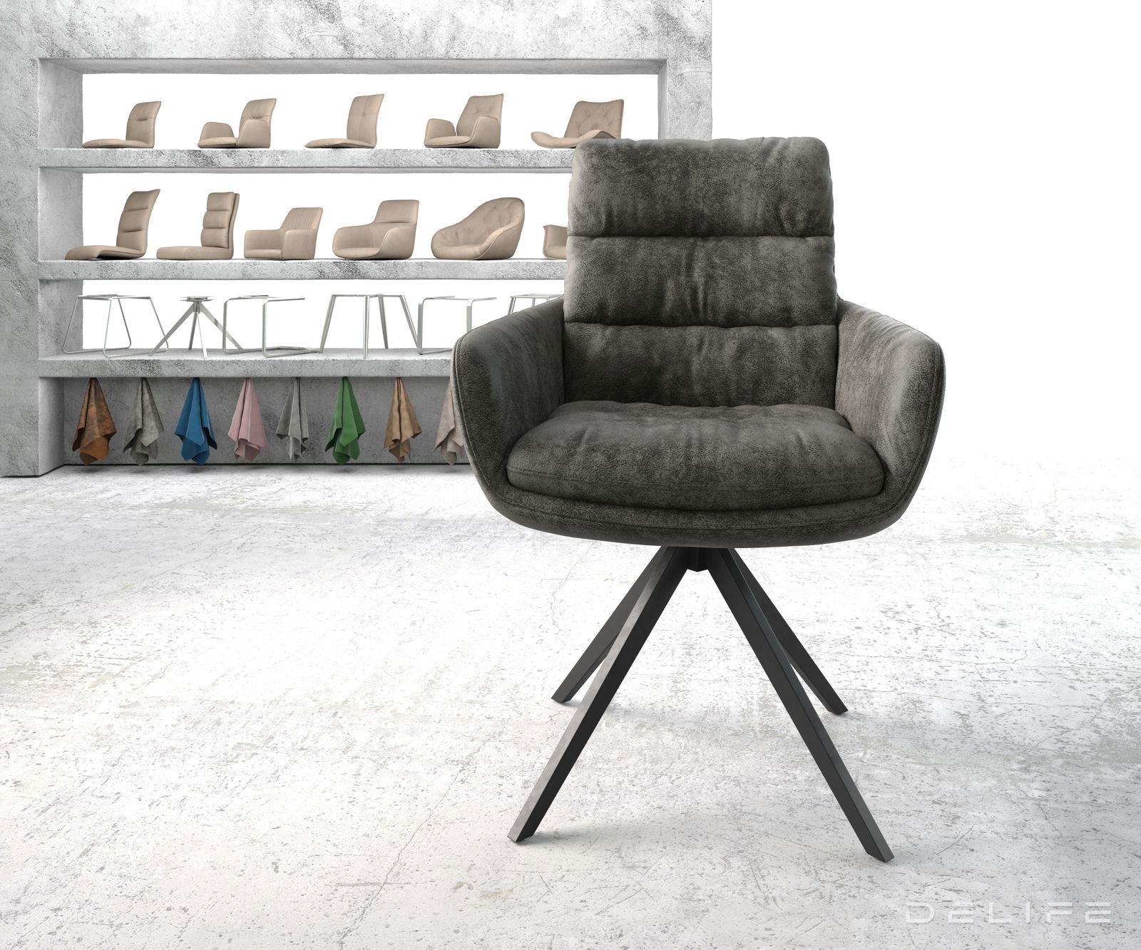 Blagovaonska stolica s rukonaslonom Abelia, Materijal: Mikrofibra