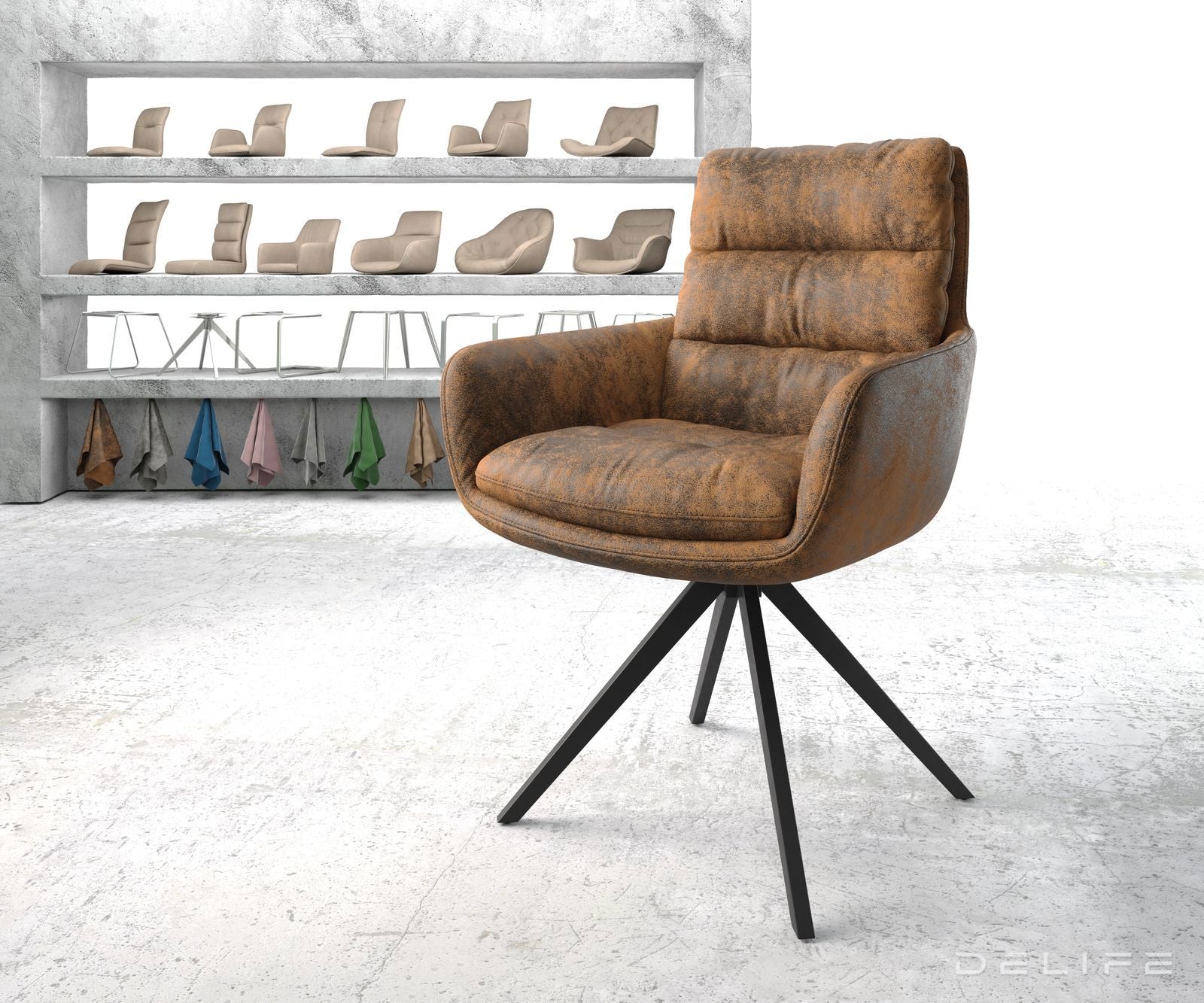 Blagovaonska stolica s rukonaslonom Abelia, Materijal: Mikrofibra