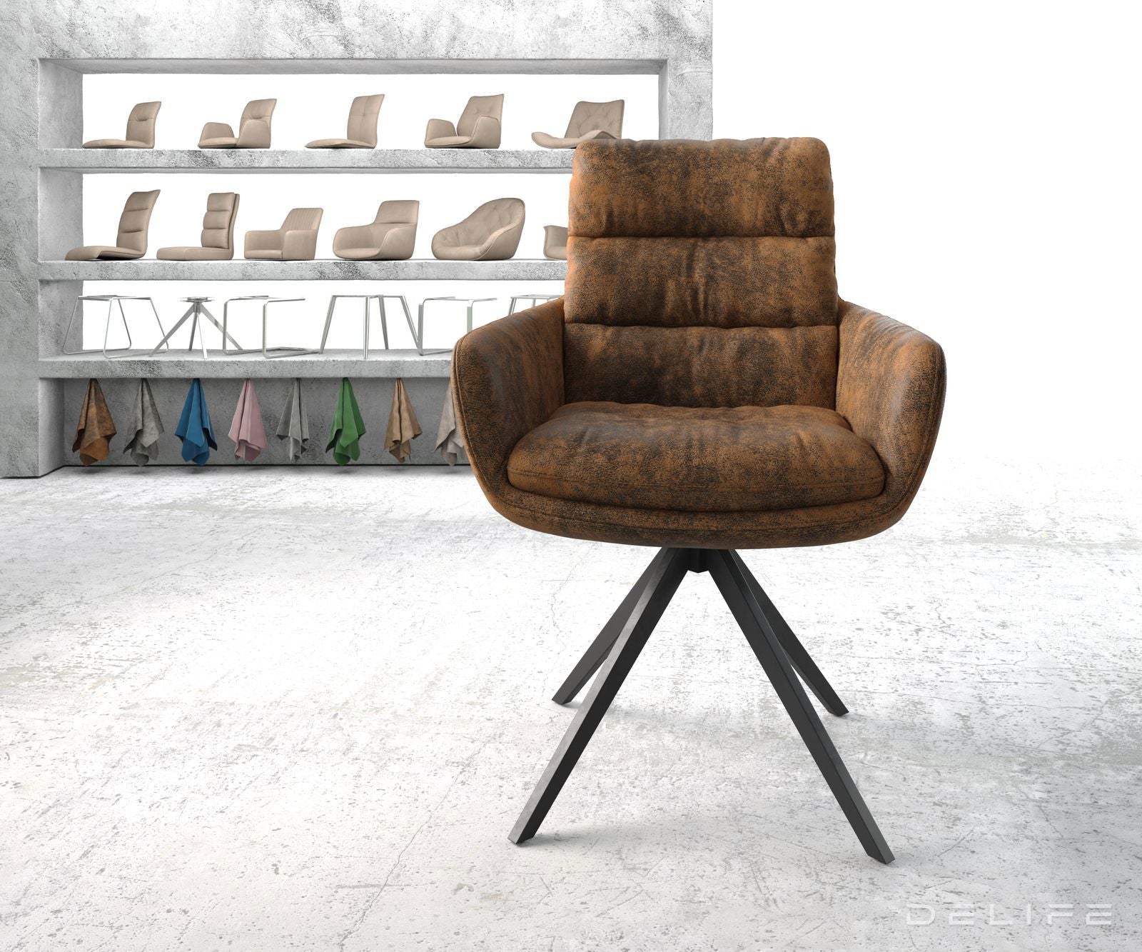 Blagovaonska stolica s rukonaslonom Abelia, Materijal: Mikrofibra