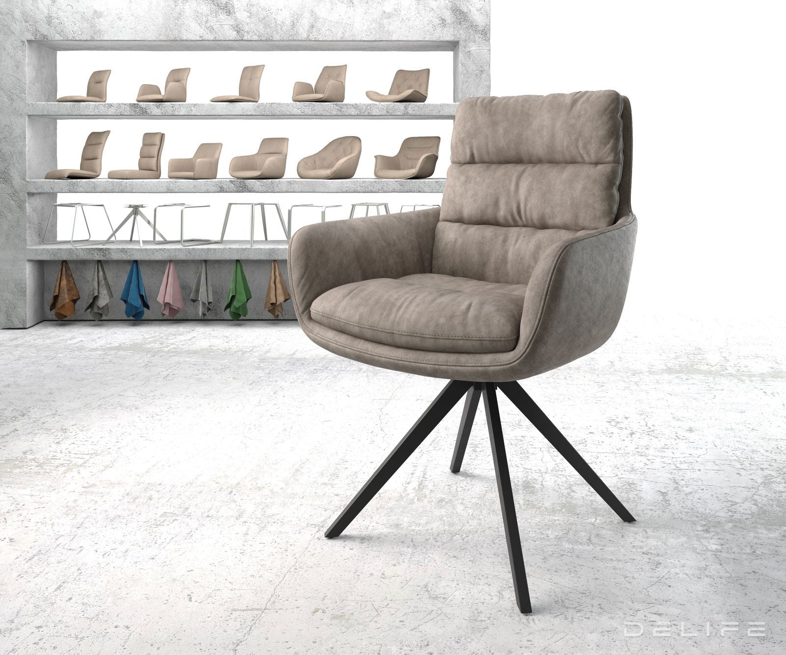 Blagovaonska stolica s rukonaslonom Abelia, Materijal: Mikrofibra