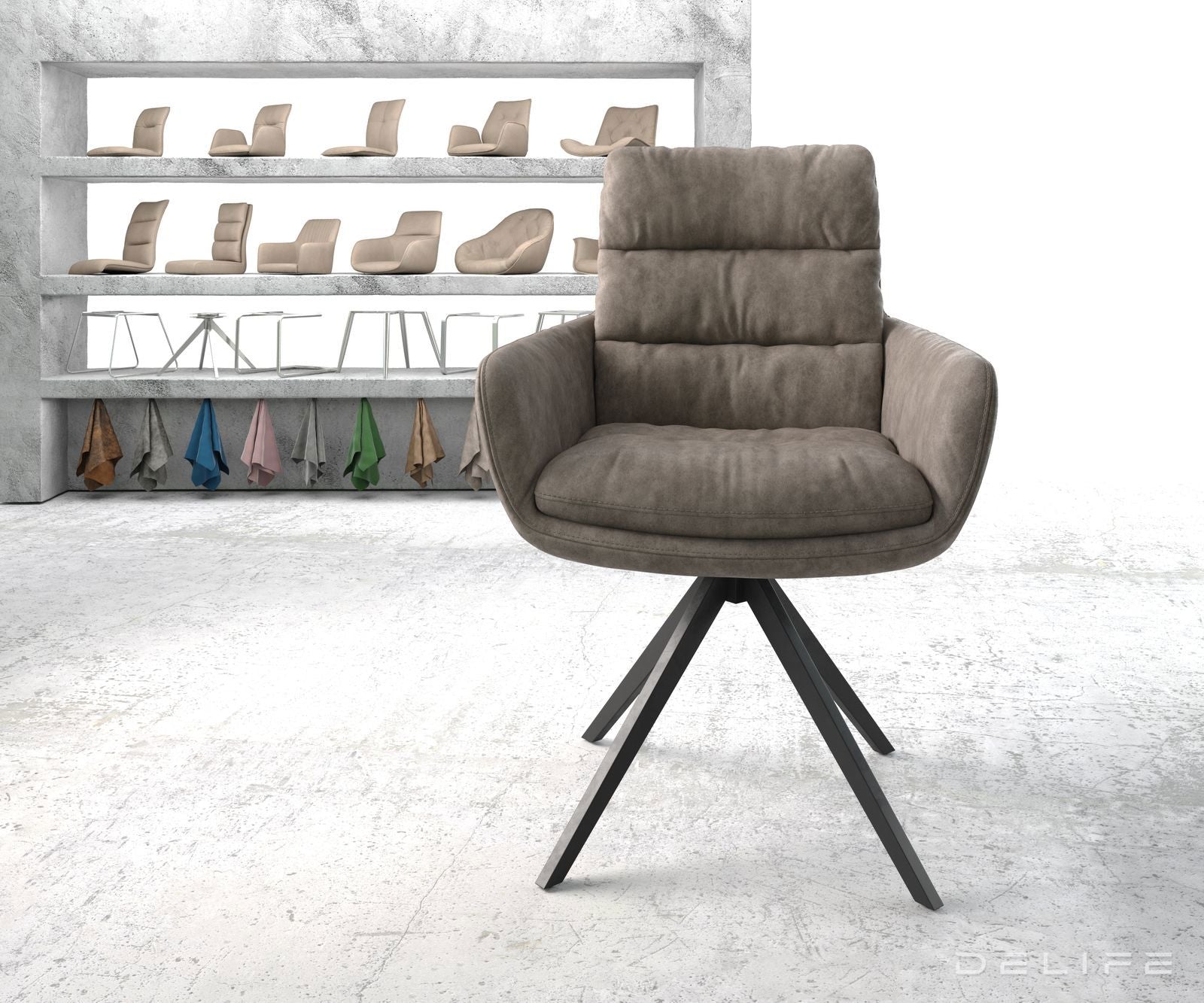 Blagovaonska stolica s rukonaslonom Abelia, Materijal: Mikrofibra