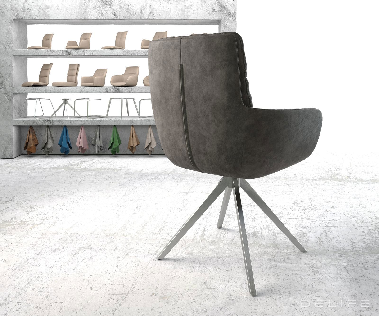 Blagovaonska stolica s rukonaslonom Abelia, Materijal: Mikrofibra