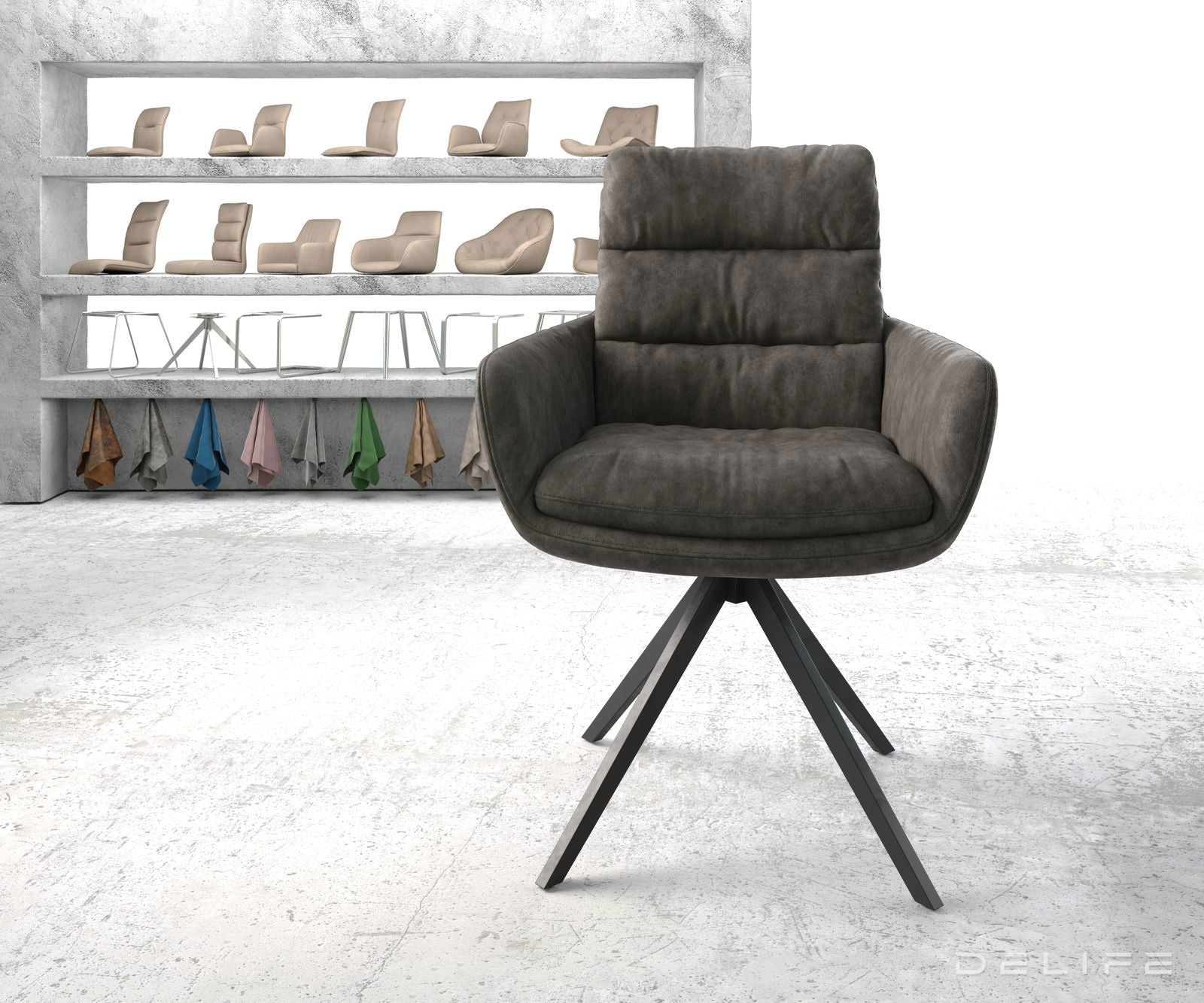 Blagovaonska stolica s rukonaslonom Abelia, Materijal: Mikrofibra